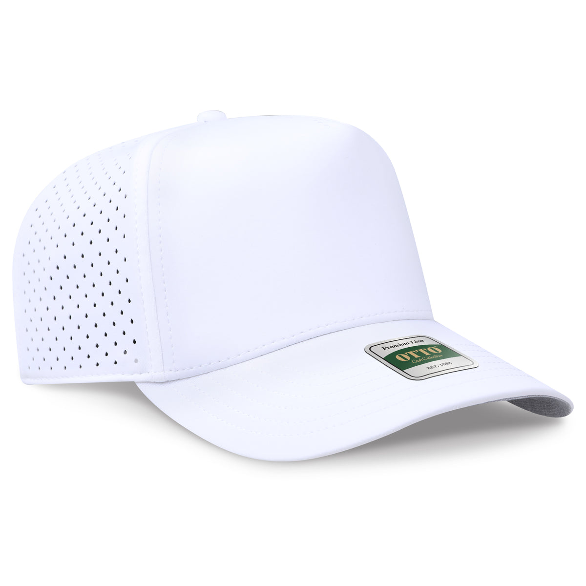 OTTO 105 Club Collection 5 Panel Mid Profile Perforated Cap – CoolNyl™ - White