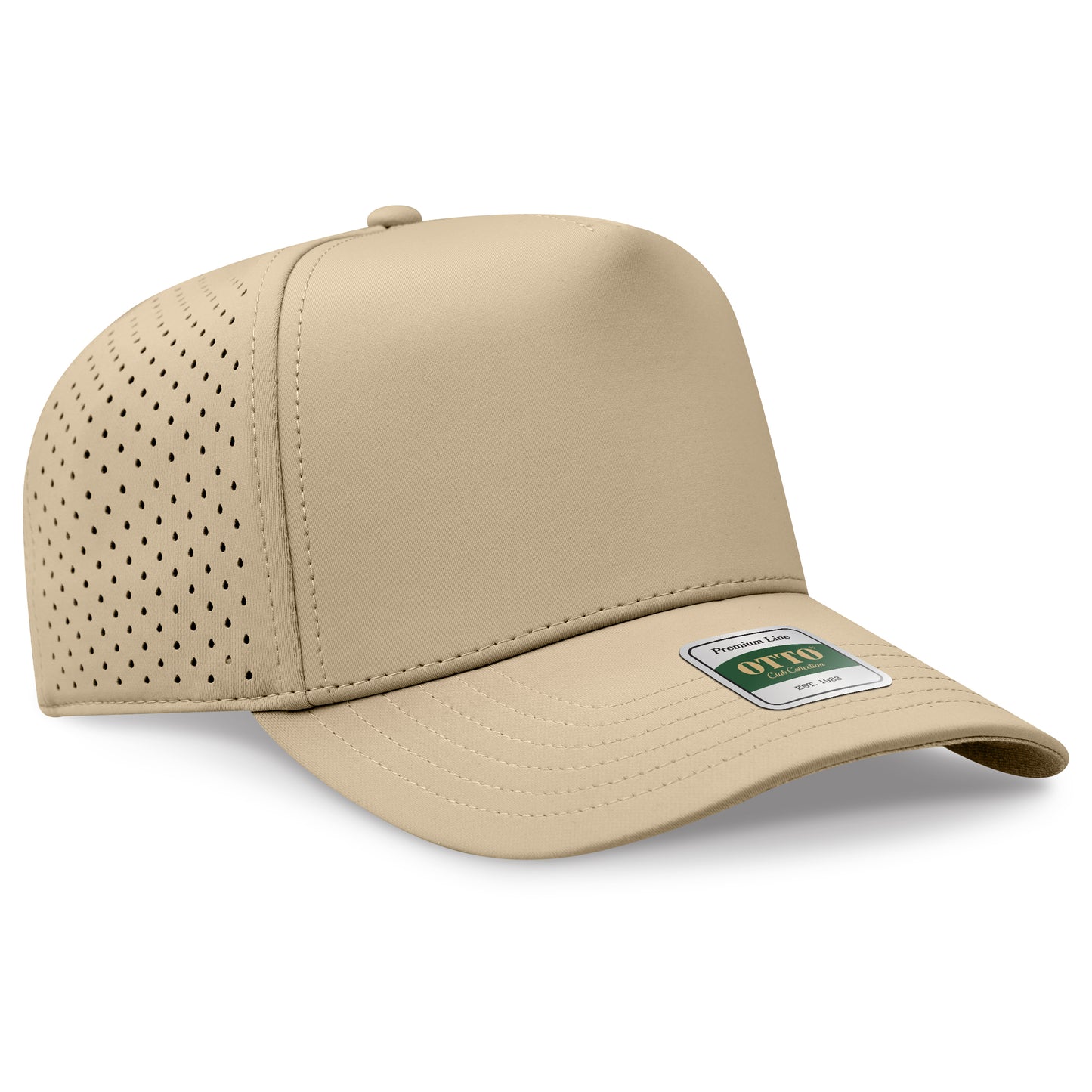 OTTO 105 Club Collection 5 Panel Mid Profile Perforated Cap – CoolNyl™ - Khaki