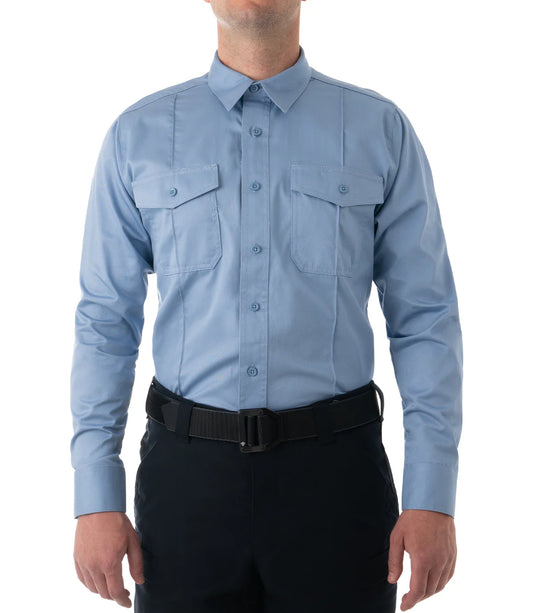 First Tactical Mens Cotton Station Long Sleeve - Medium Blue - cotton long-sleeve uniform shirt