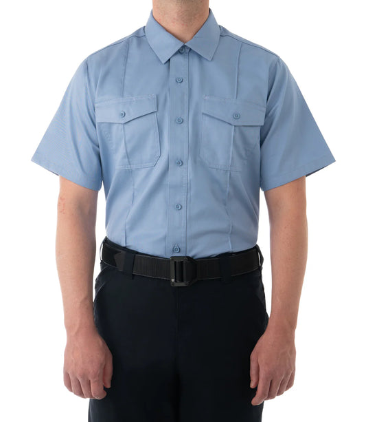 First Tactical Mens Cotton Station Short Sleeve - Medium Blue - cotton short-sleeve uniform shirt