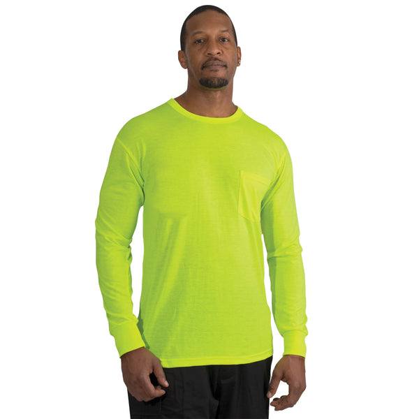 Rothco Moisture Wicking Long Sleeve Pocket T-Shirt - Safety Green
