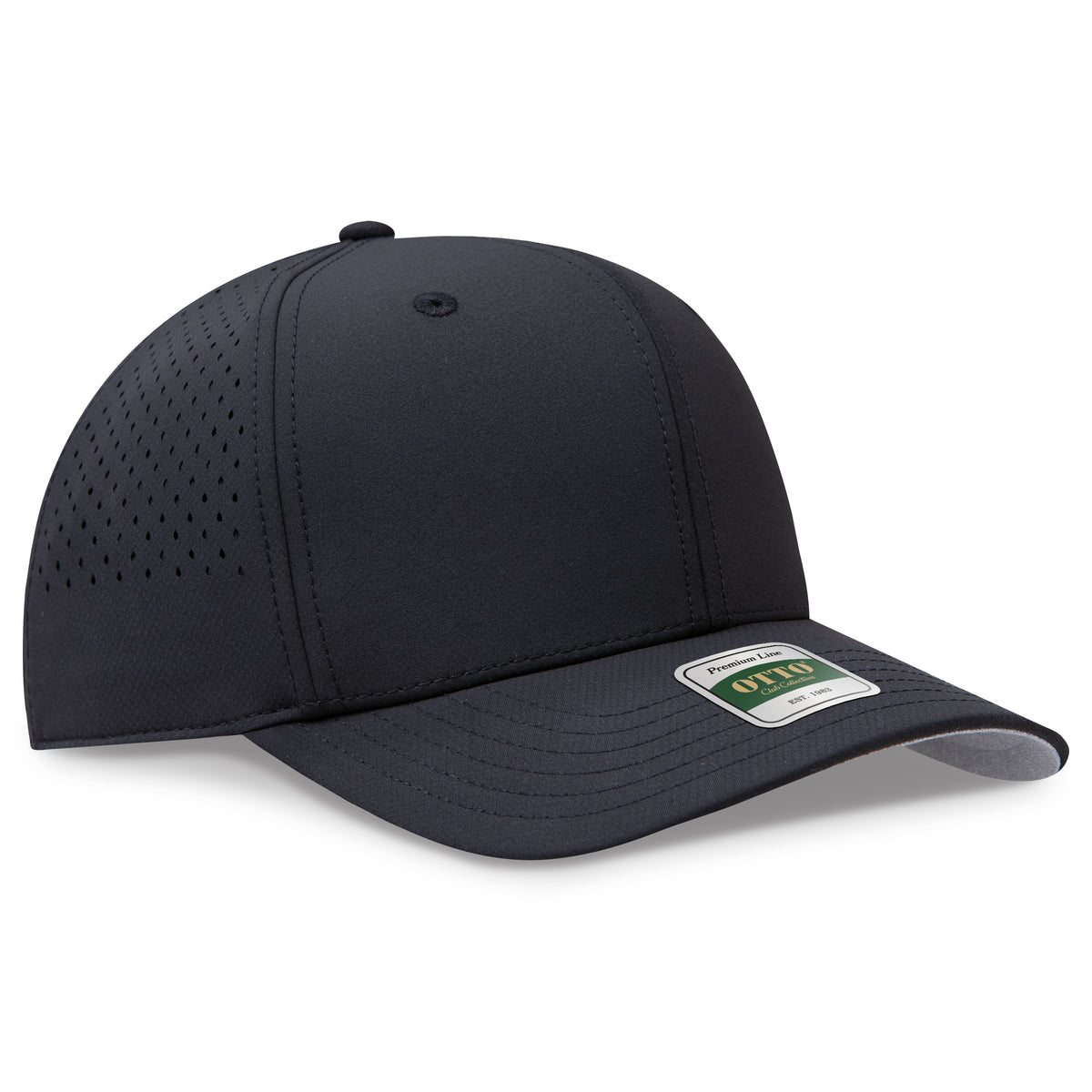 OTTO 113 Club Collection 6 Panel Pro Style Perforated Cap – GridTek™ - Black