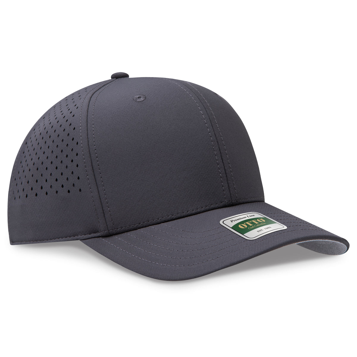 OTTO 113 Club Collection 6 Panel Pro Style Perforated Cap – GridTek™ - Char. Gray