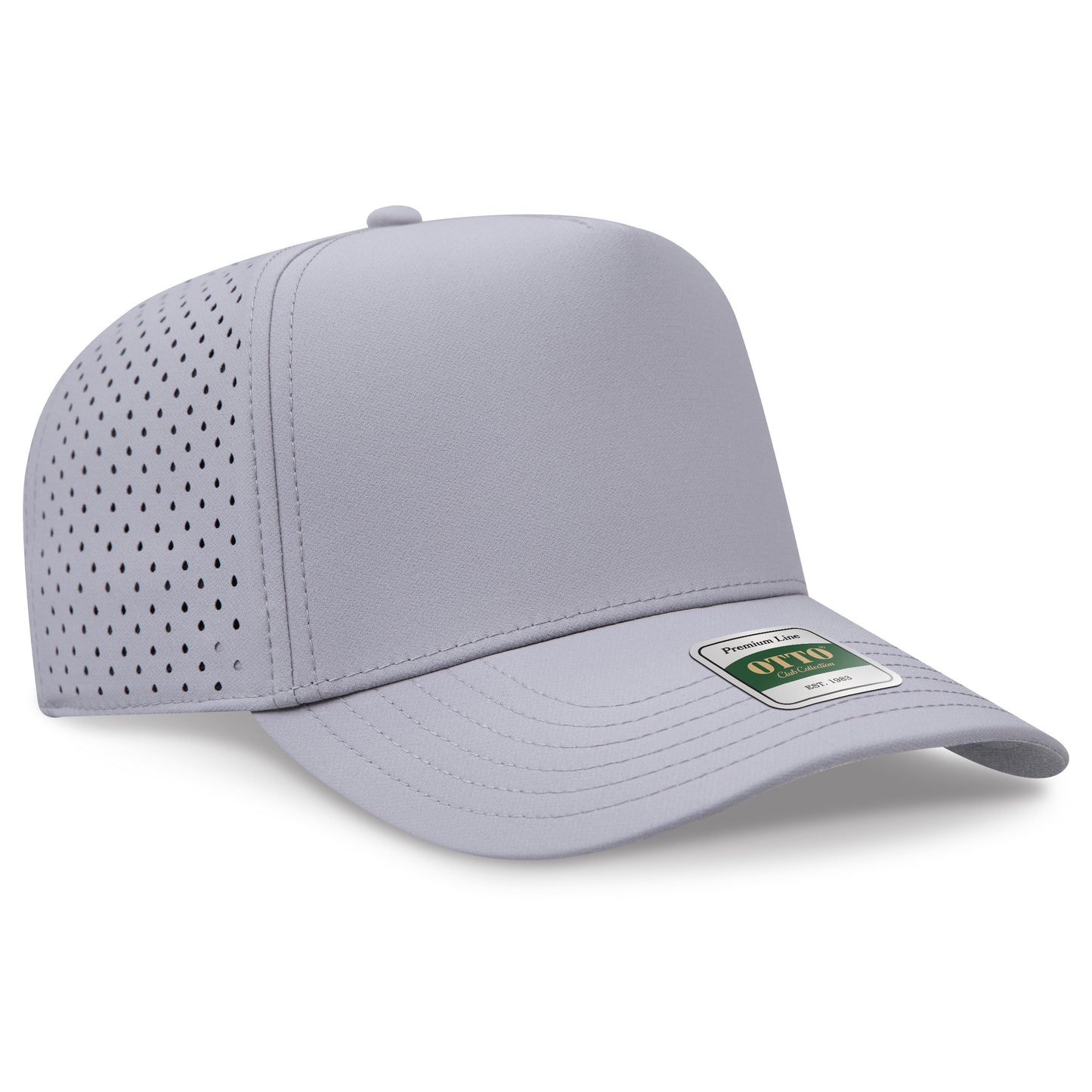OTTO 116 Club Collection 5 Panel Mid Profile Perforated Cap – Performance Polyester - Gray