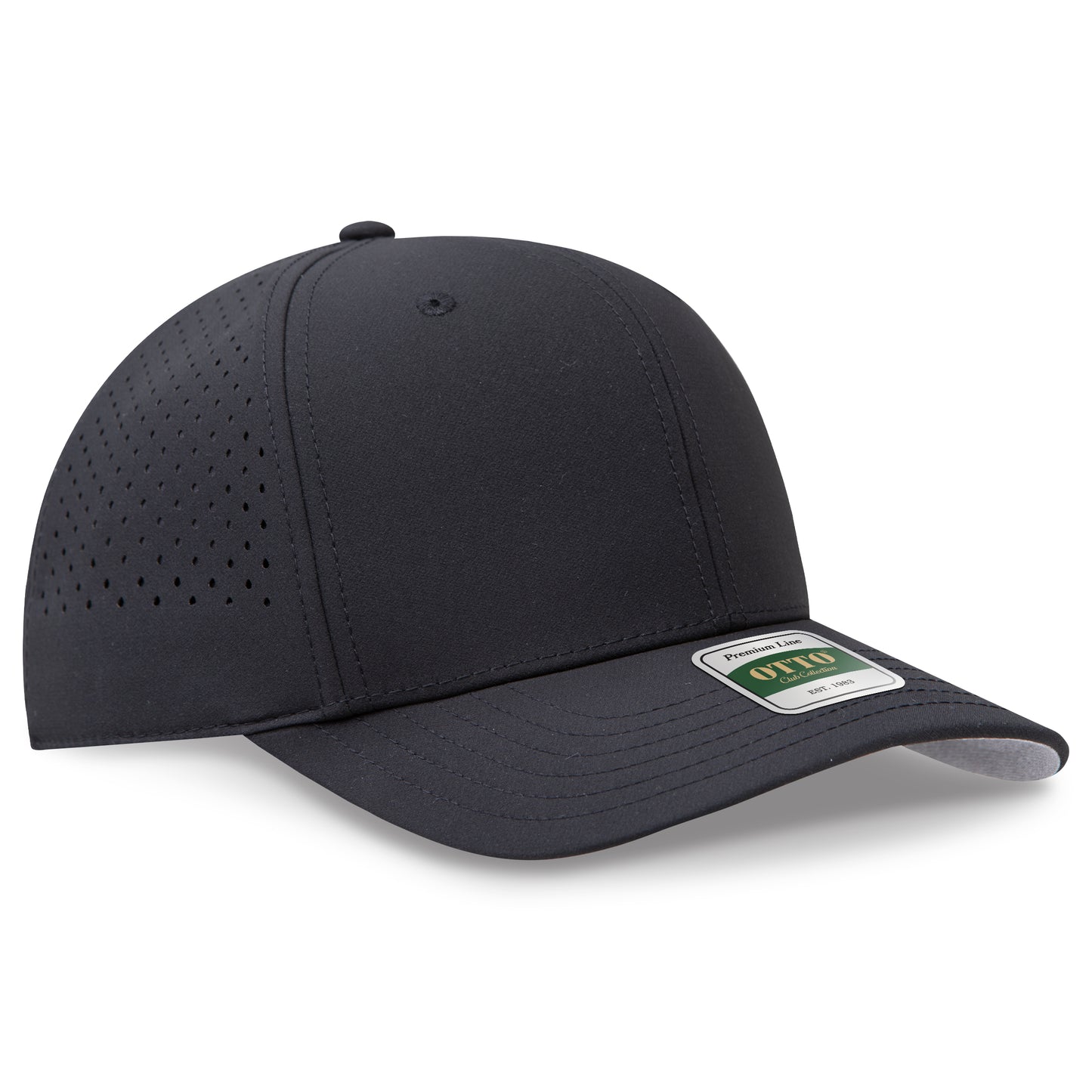OTTO 117 Club Collection 6 Panel Pro Style Perforated Cap – Performance Polyester - Black
