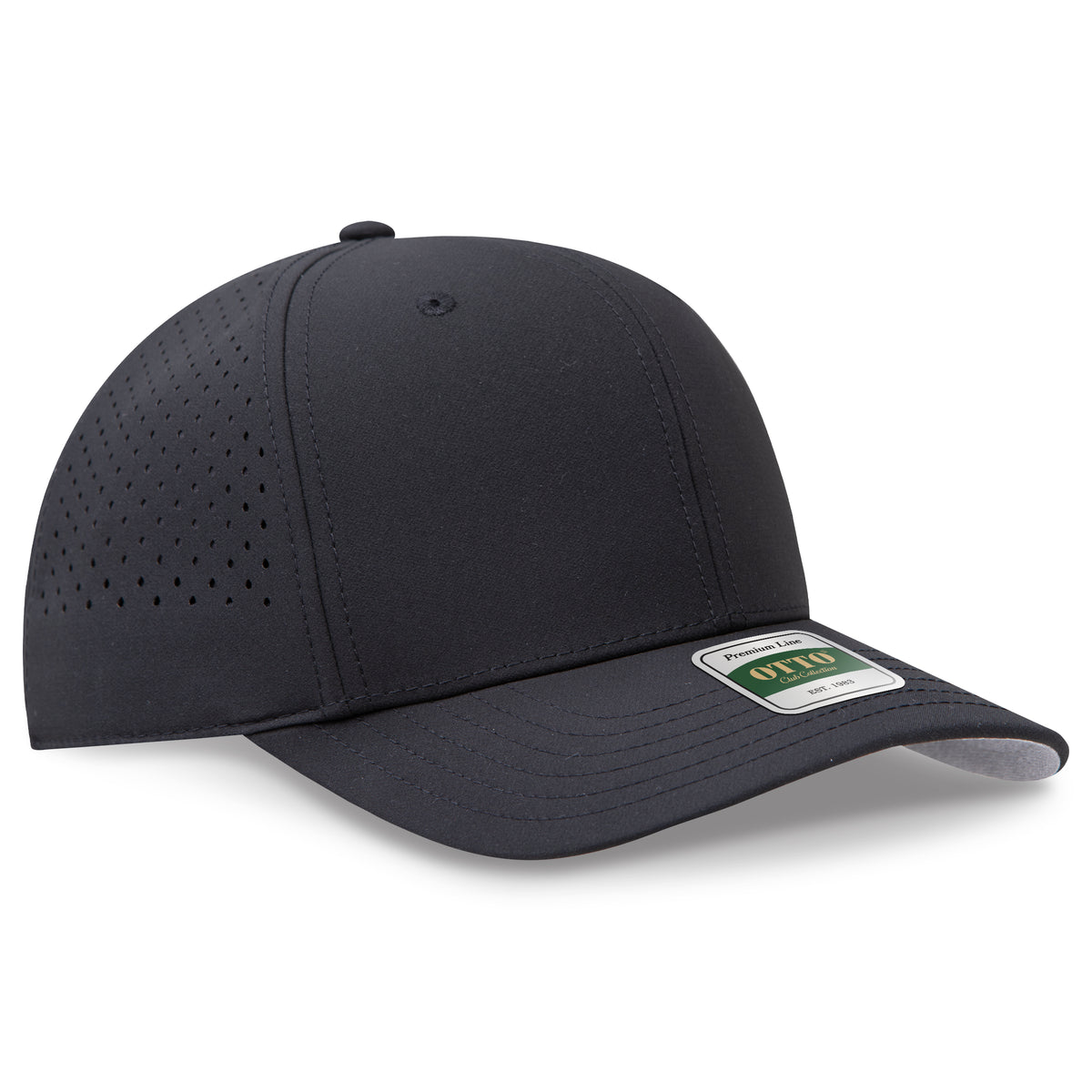 OTTO 117 Club Collection 6 Panel Pro Style Perforated Cap – Performance Polyester - Black