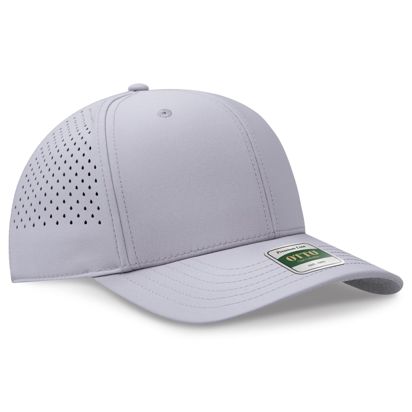 OTTO 117 Club Collection 6 Panel Pro Style Perforated Cap – Performance Polyester - Gray