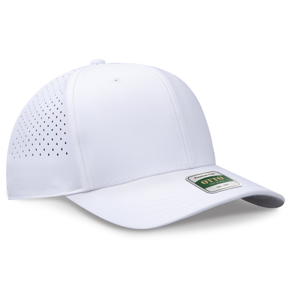 OTTO 117 Club Collection 6 Panel Pro Style Perforated Cap – Performance Polyester - White