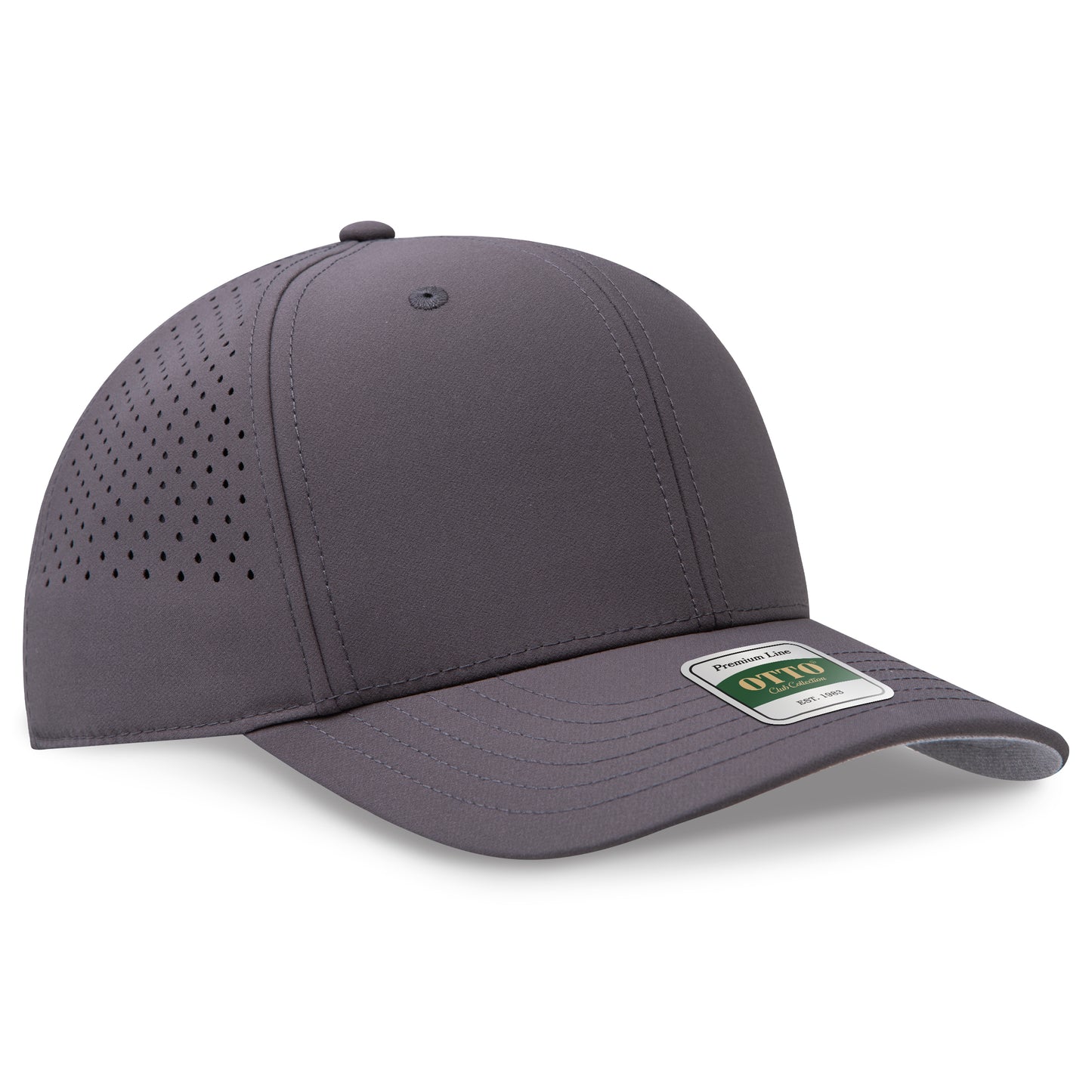 OTTO 117 Club Collection 6 Panel Pro Style Perforated Cap – Performance Polyester - Char. Gray
