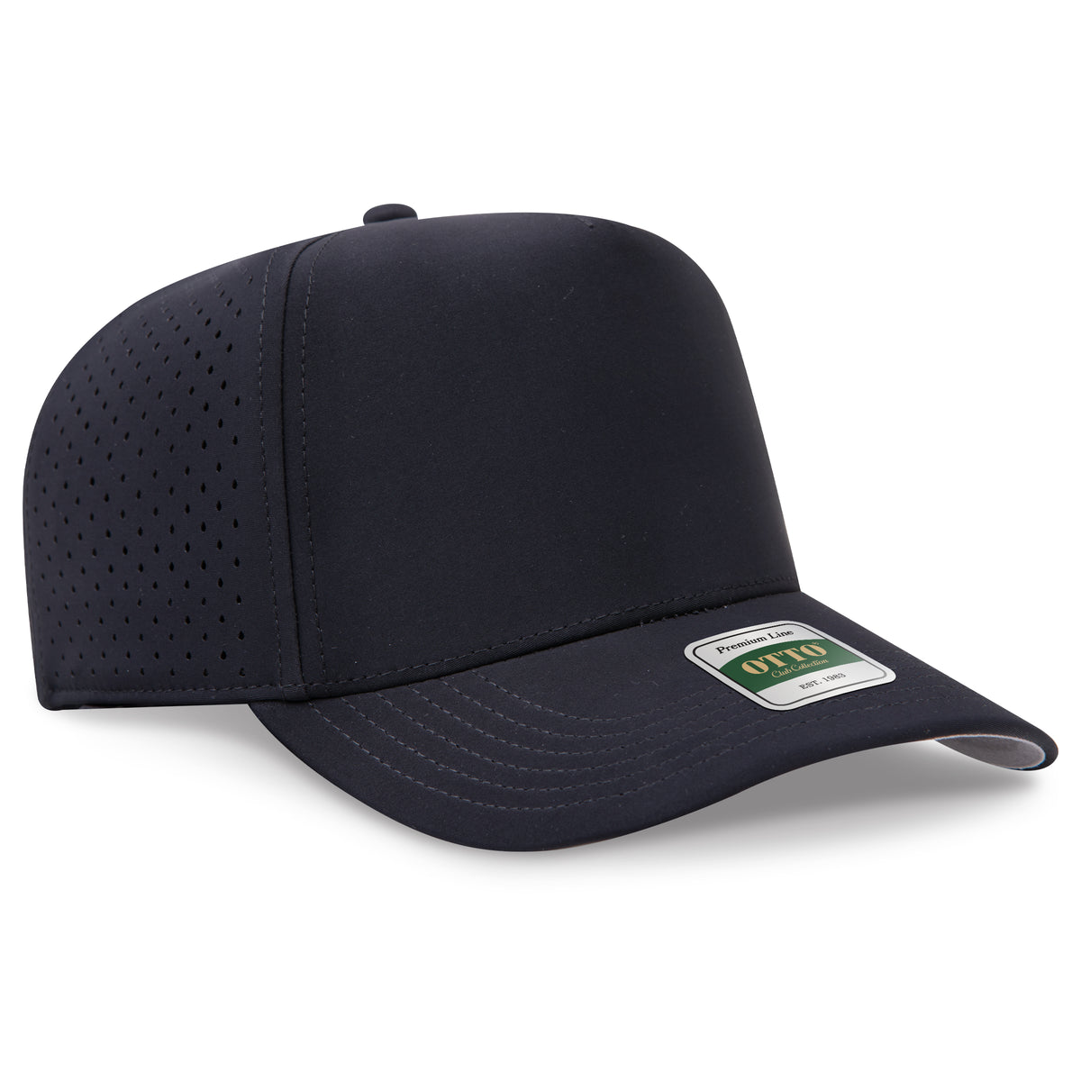 OTTO 120 Club Collection 5 Panel Mid Profile Perforated Cap – Performance Nylon - Black