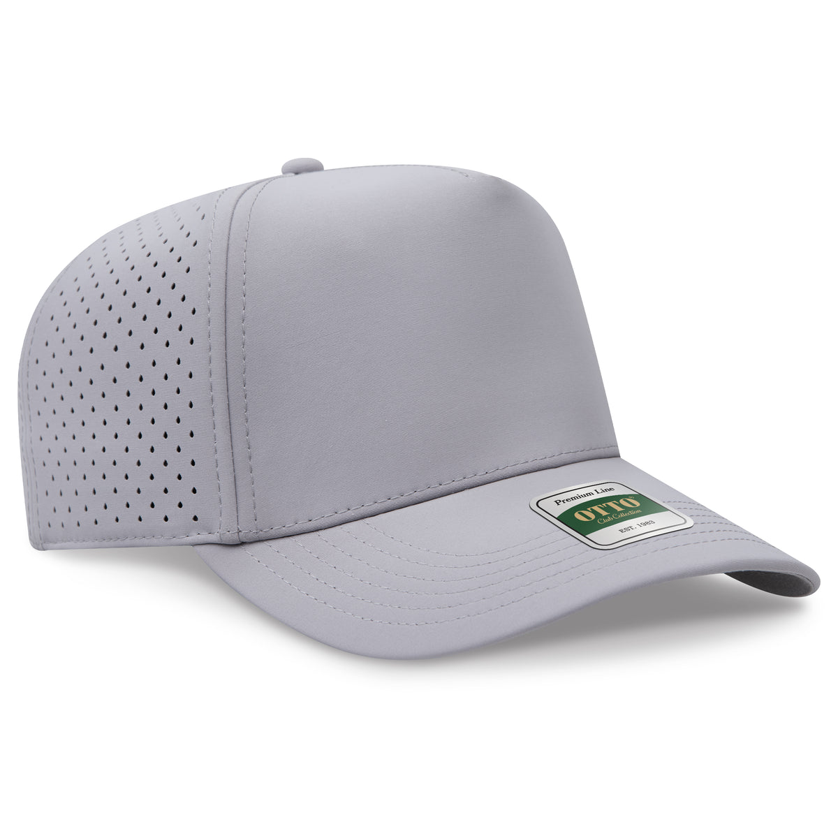 OTTO 120 Club Collection 5 Panel Mid Profile Perforated Cap – Performance Nylon - Gray