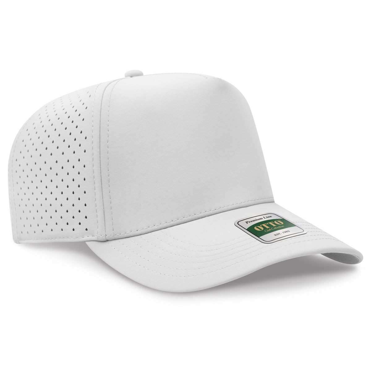 OTTO 120 Club Collection 5 Panel Mid Profile Perforated Cap – Performance Nylon - White