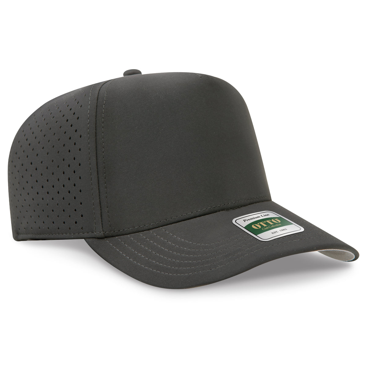 OTTO 120 Club Collection 5 Panel Mid Profile Perforated Cap – Performance Nylon - Char. Gray