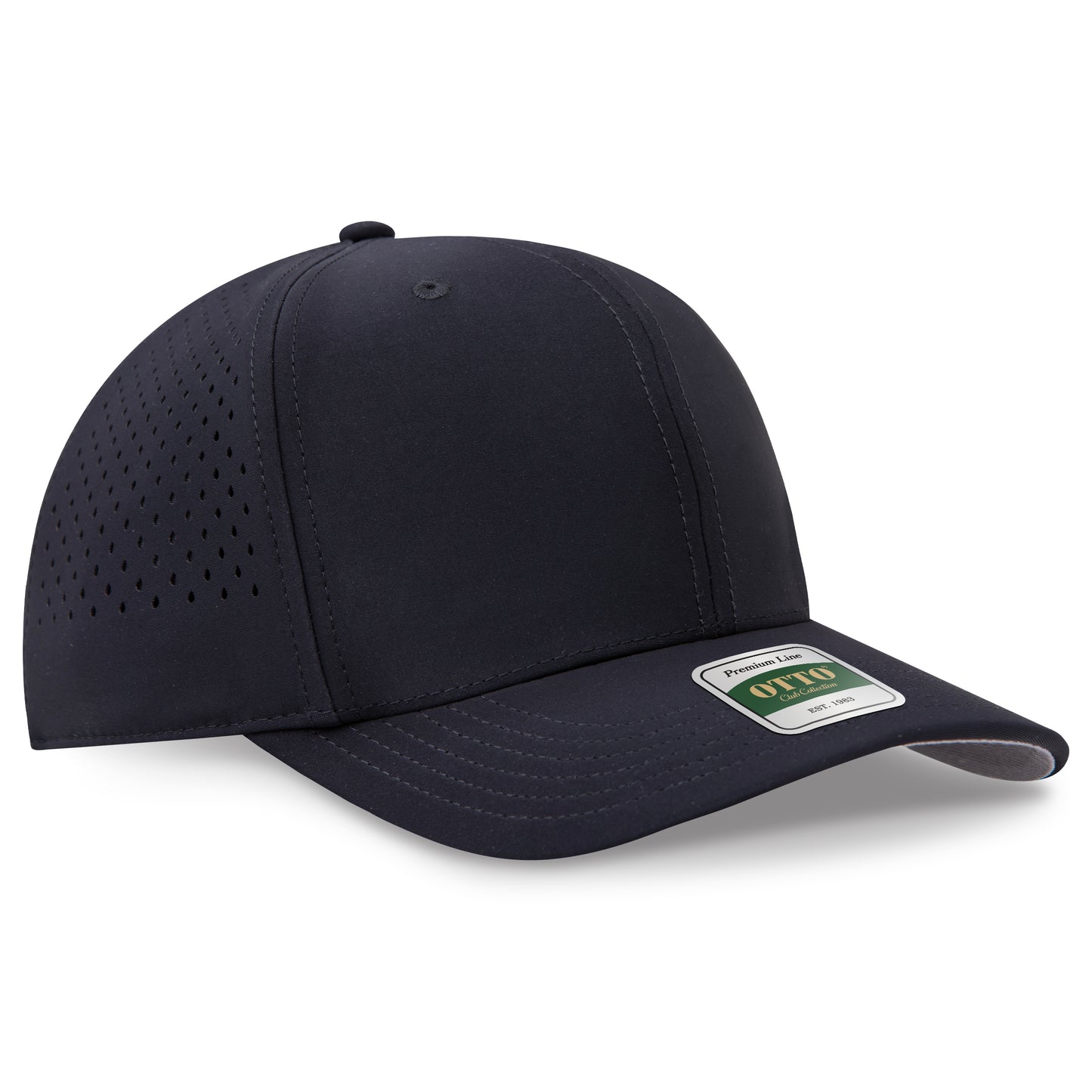 OTTO 121 Club Collection 6 Panel Pro Style Perforated Cap – Performance Nylon - Black