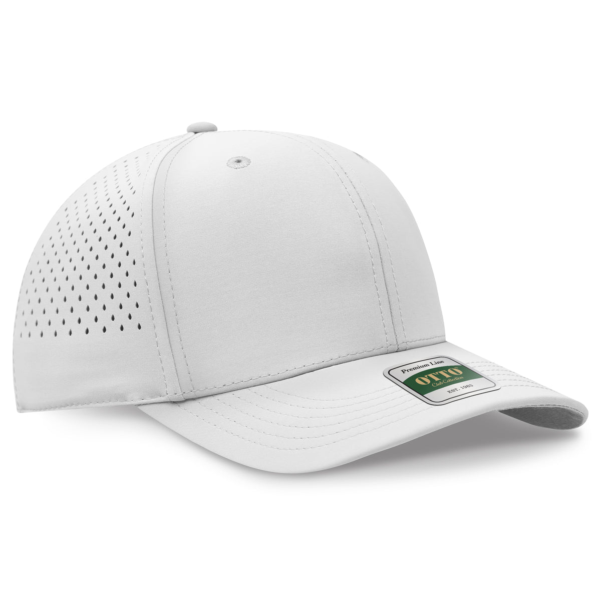 OTTO 121 Club Collection 6 Panel Pro Style Perforated Cap – Performance Nylon - White
