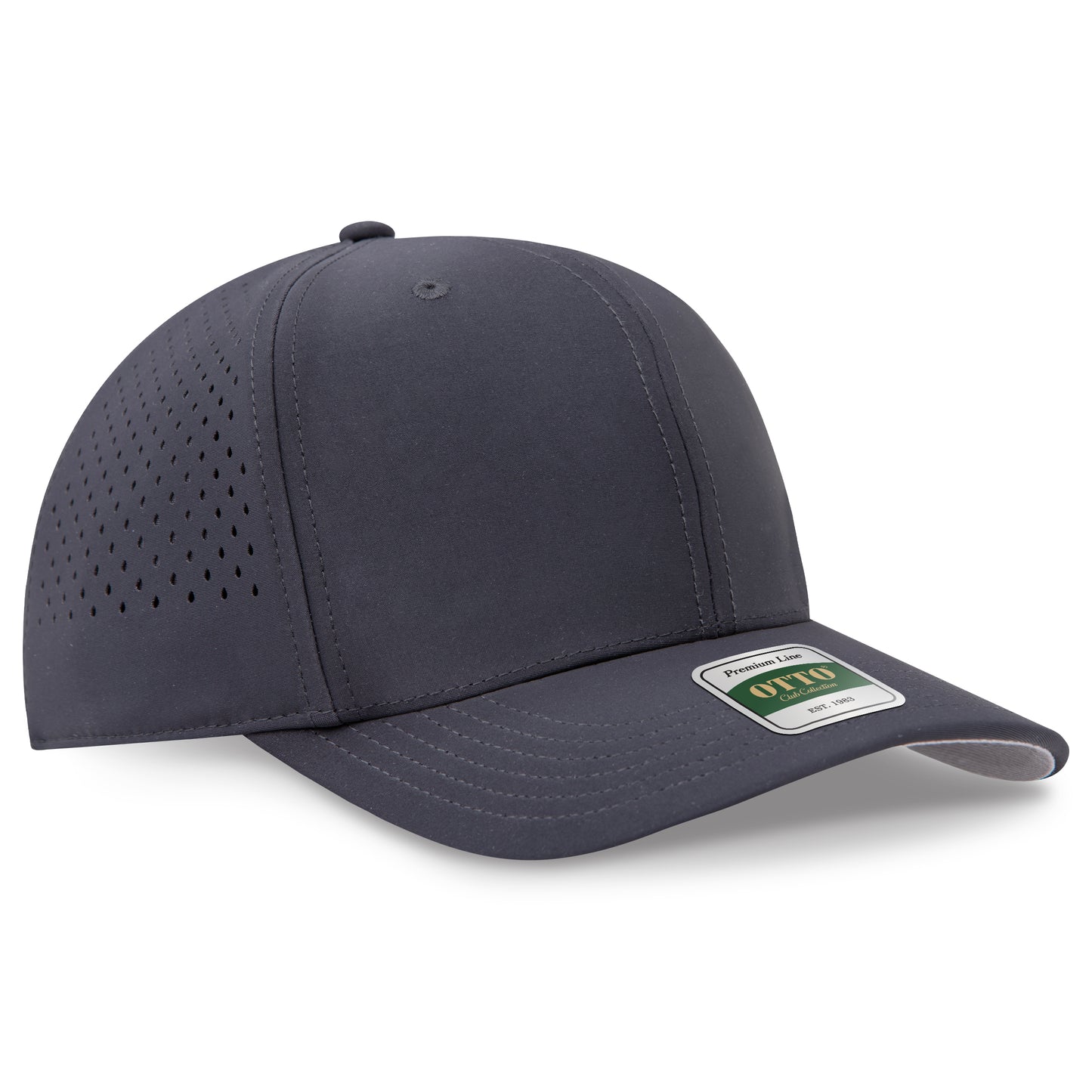 OTTO 121 Club Collection 6 Panel Pro Style Perforated Cap – Performance Nylon - Char. Gray