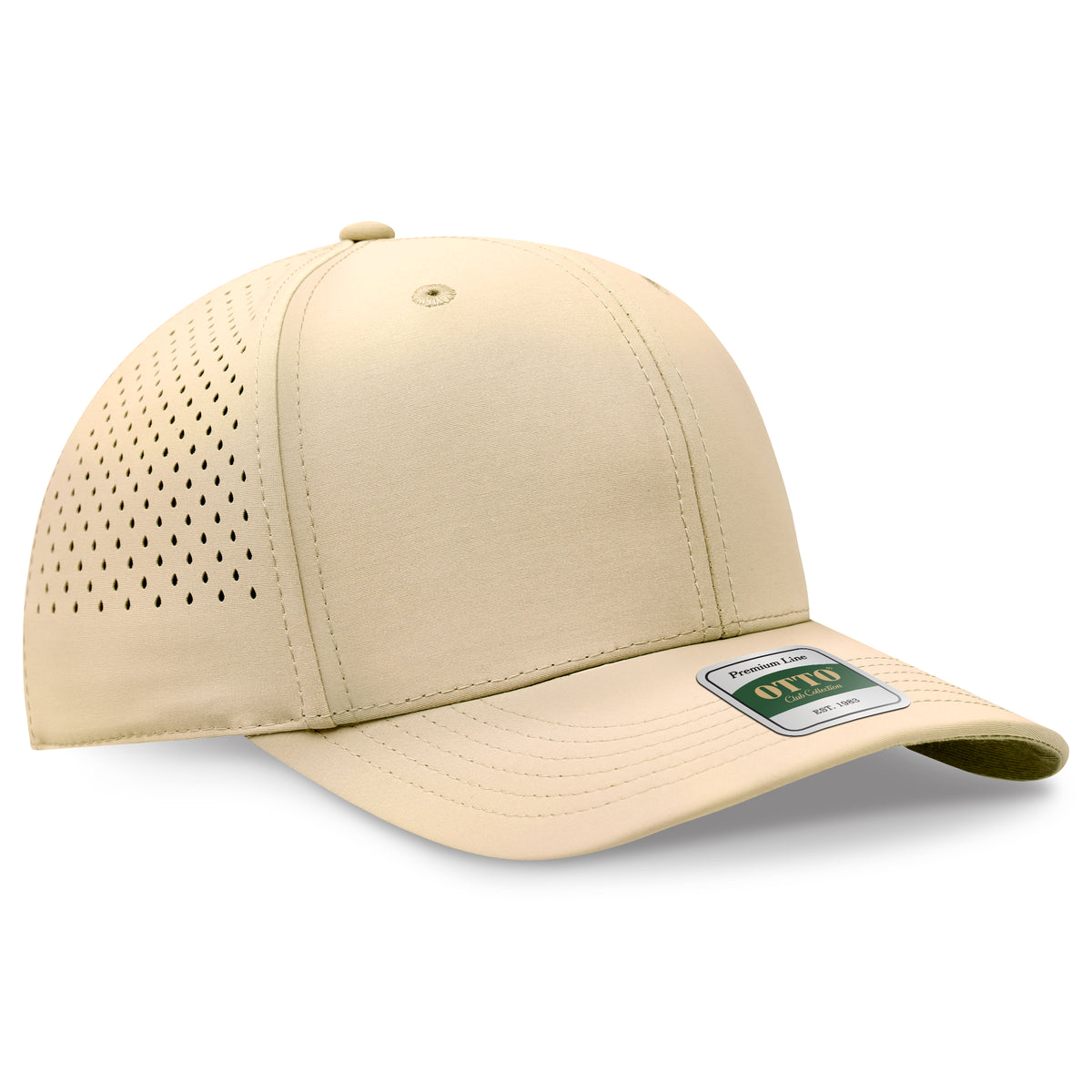 OTTO 121 Club Collection 6 Panel Pro Style Perforated Cap – Performance Nylon - Khaki