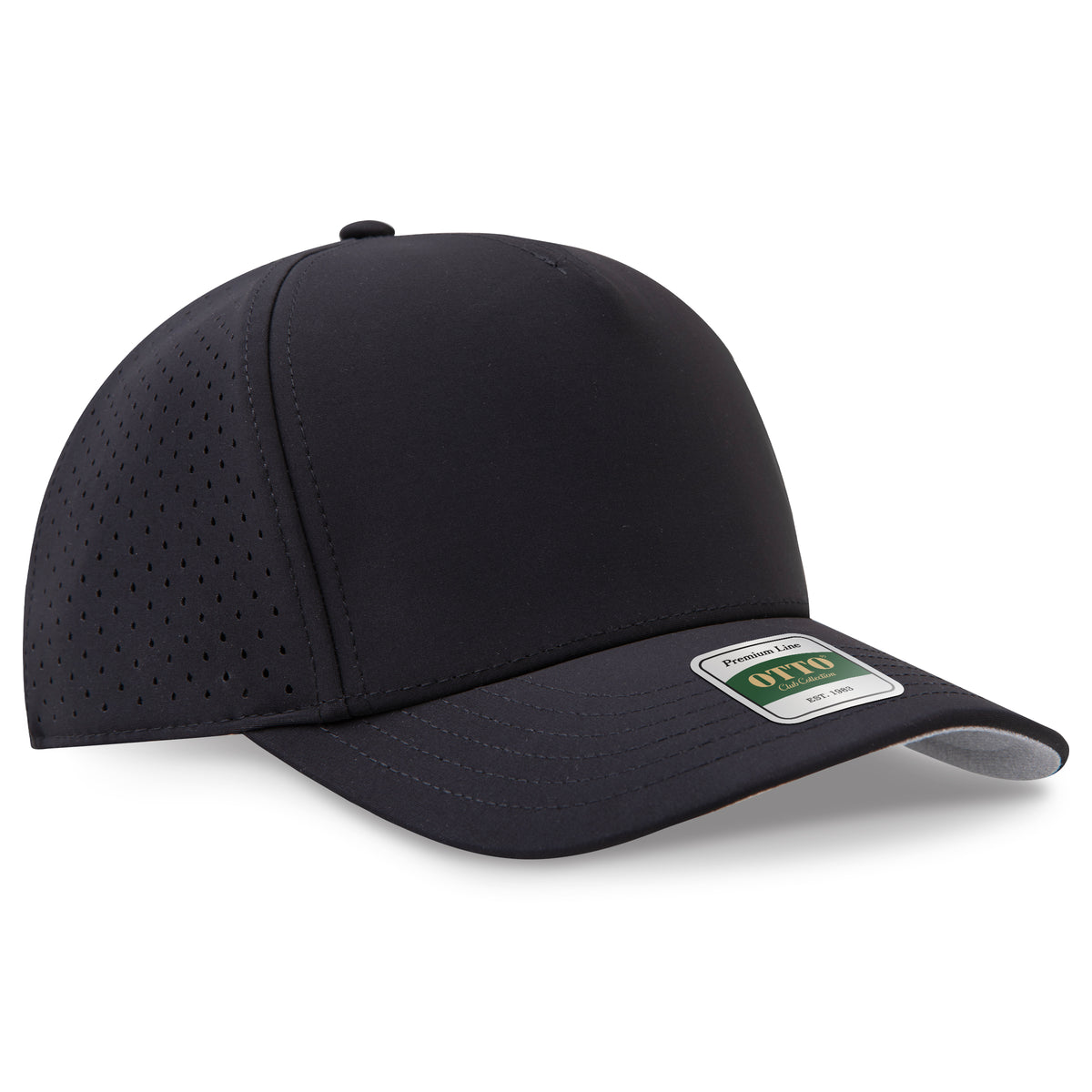 OTTO 122 Club Collection 5 Panel Pro Style Perforated Cap – Performance Nylon - Black