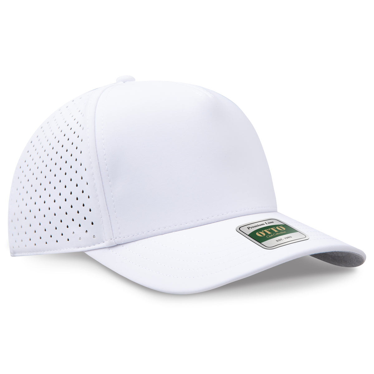 OTTO 122 Club Collection 5 Panel Pro Style Perforated Cap – Performance Nylon - White