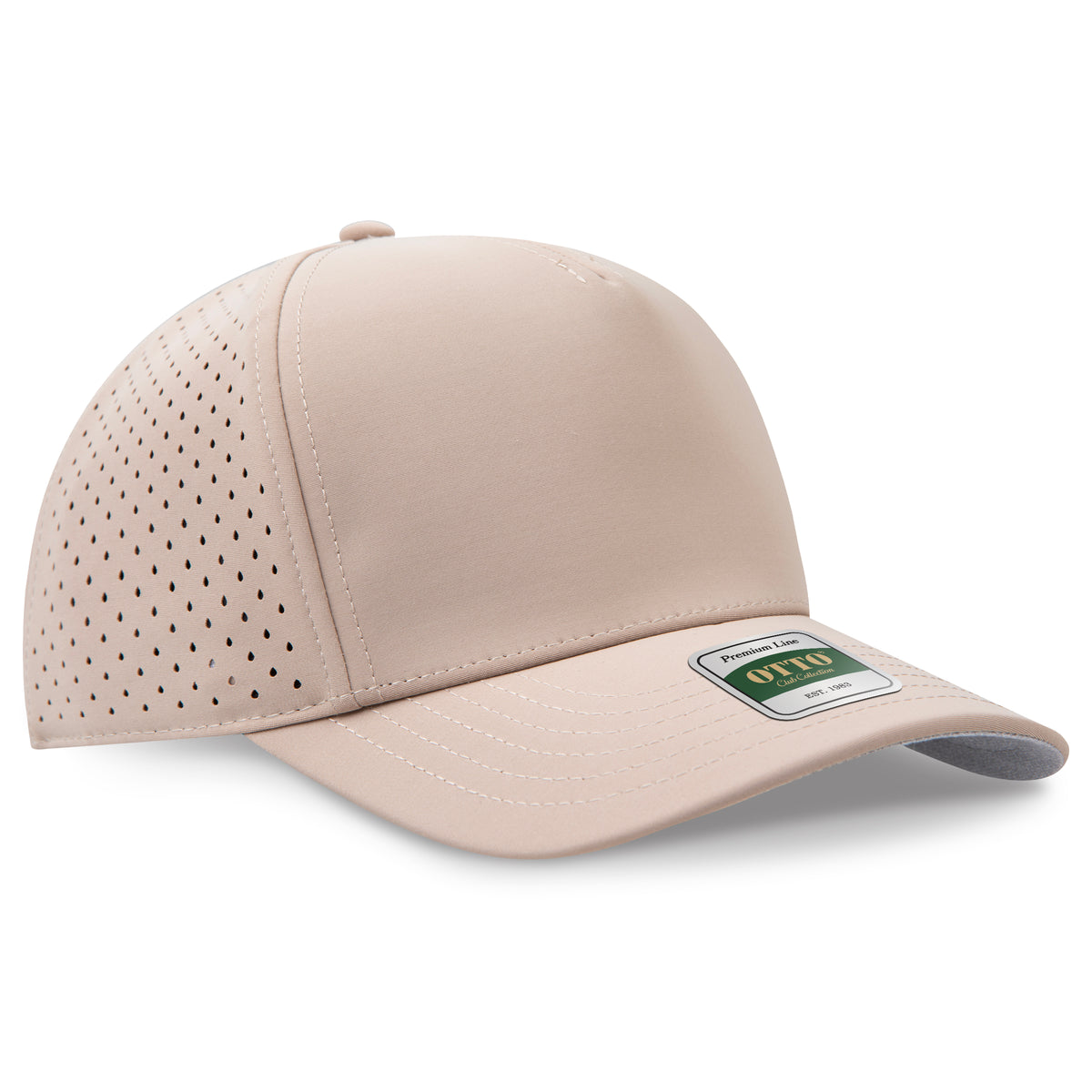 OTTO 122 Club Collection 5 Panel Pro Style Perforated Cap – Performance Nylon - Khaki