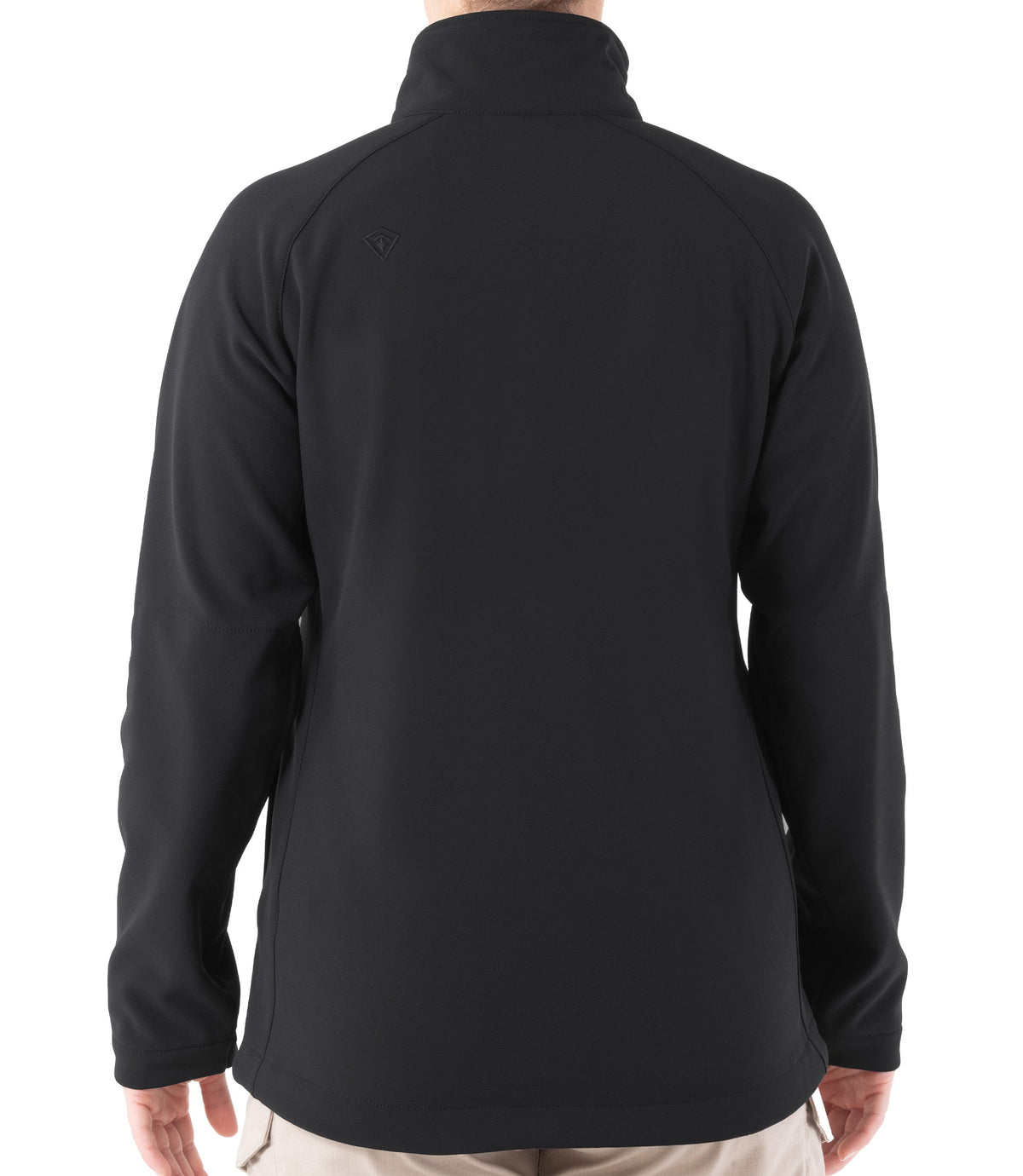 First Tactical Women's Tactix Softshell Pullover in Black, back view with raglan sleeves