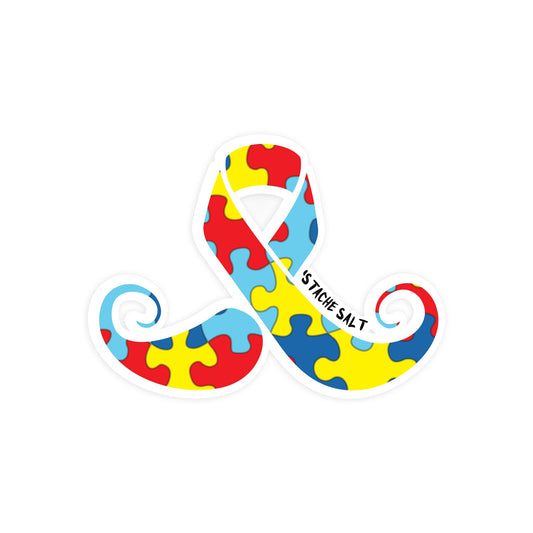 Stache Salt Puzzle Piece 'Stache Ribbon Sticker