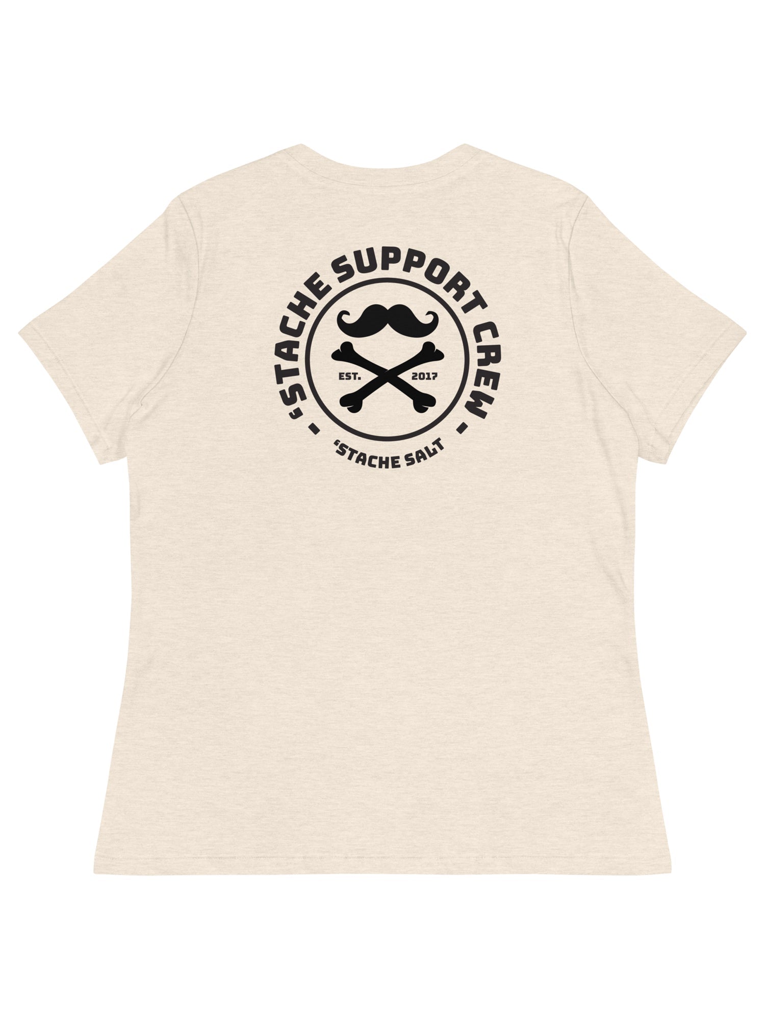 Stache Salt Ladies ‘Stache Support Crew T-Shirt — back view