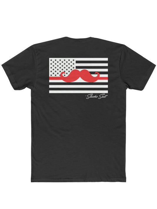 Red Thin 'Stache Line Tee