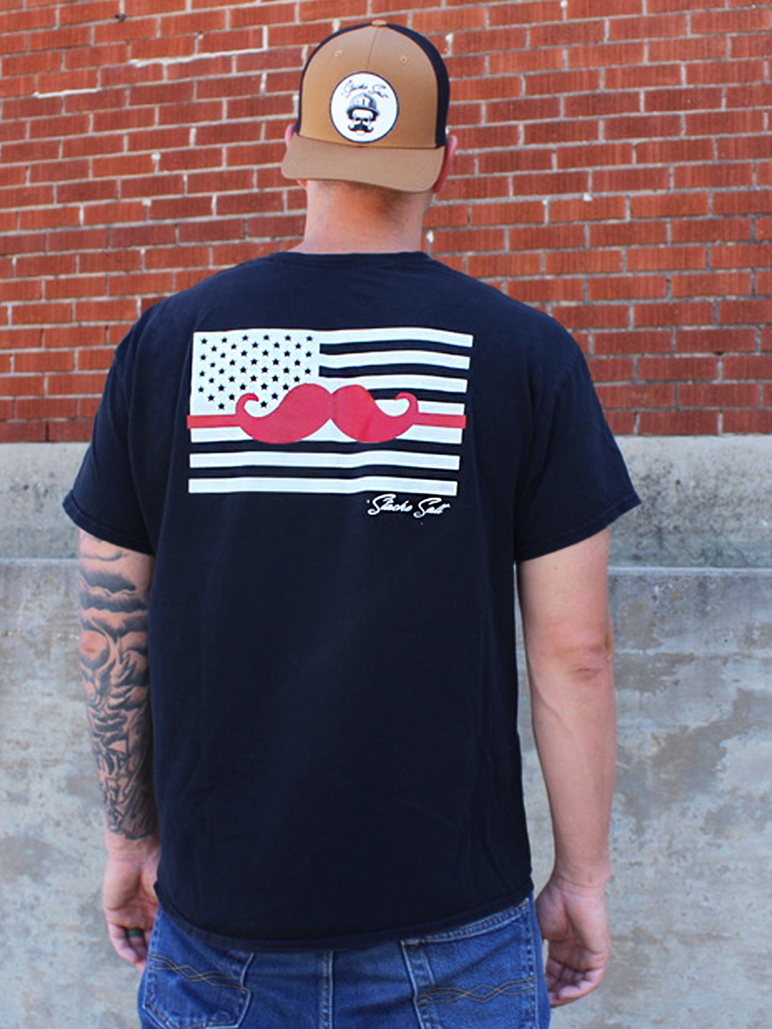 Stache Salt Red Thin 'Stache Line Tee