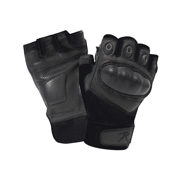 Rothco Fingerless Cut-Resistant Carbon Hard Knuckle Gloves - Black