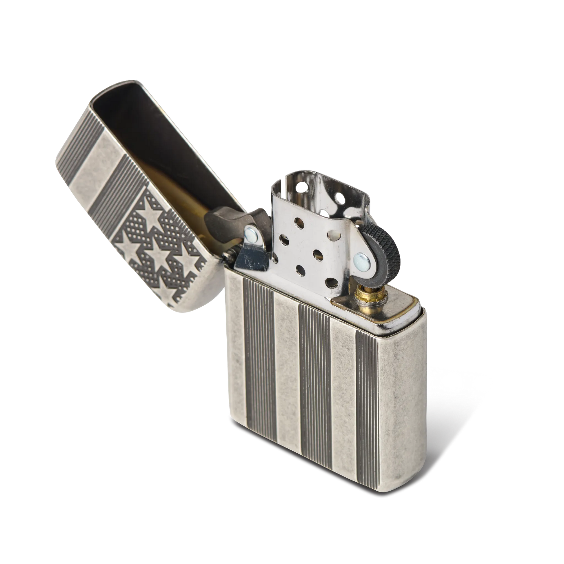 Zippo® U.S. Flag Armor Antique Silver Windproof Lighter By Zippo® – Silver