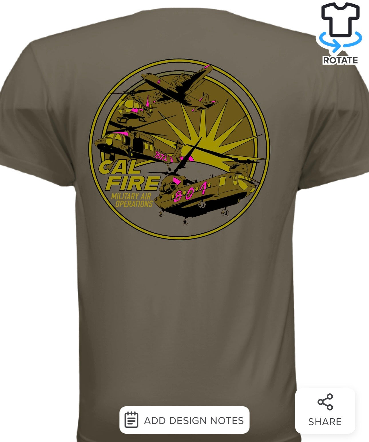 Air National Guard Cotton Short Sleeve - Army Green - detail view