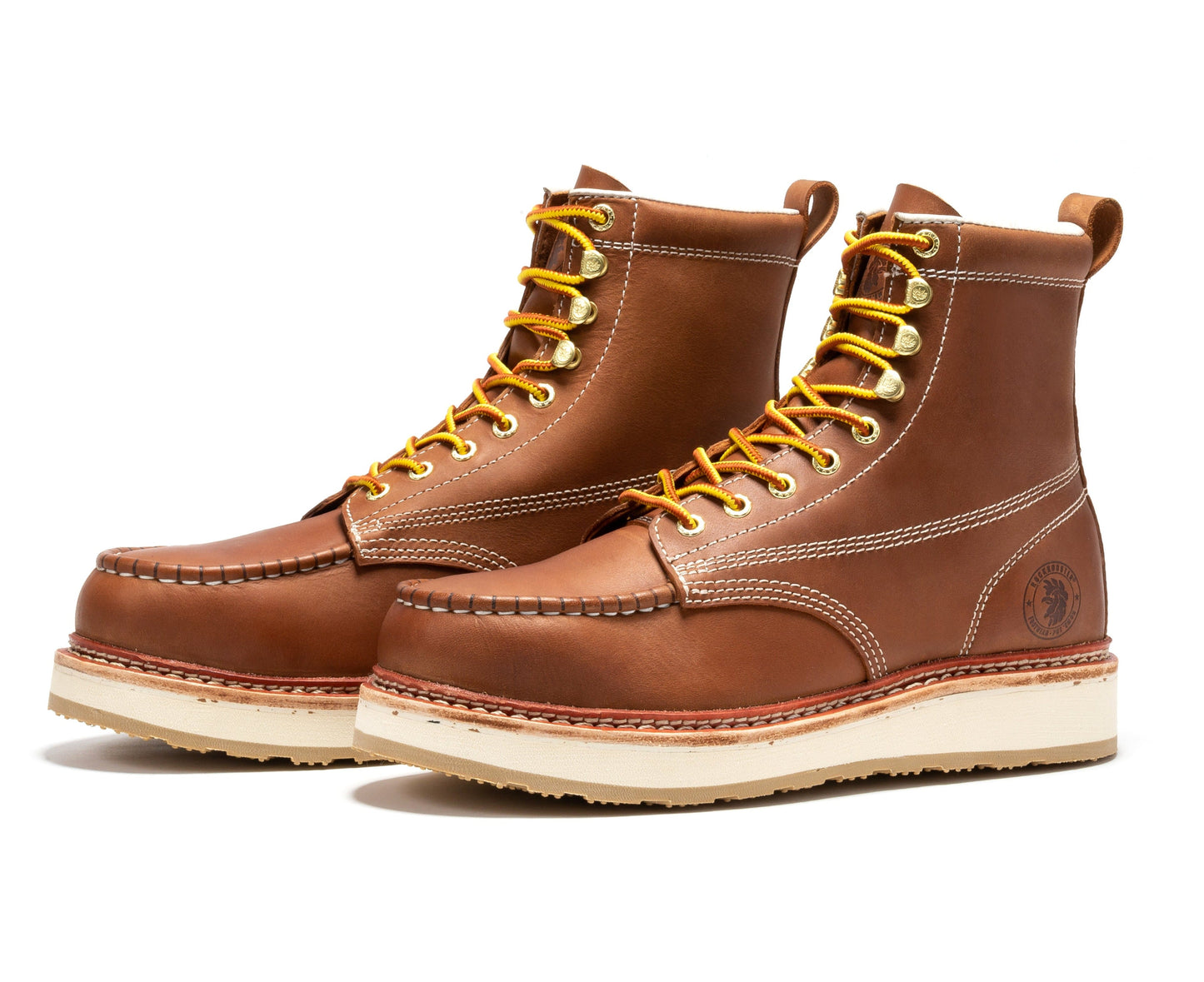 ROCKROOSTER Norwood Men's 6 inch Brown Steel Toe Wedge Work Boots SAP621 (9)