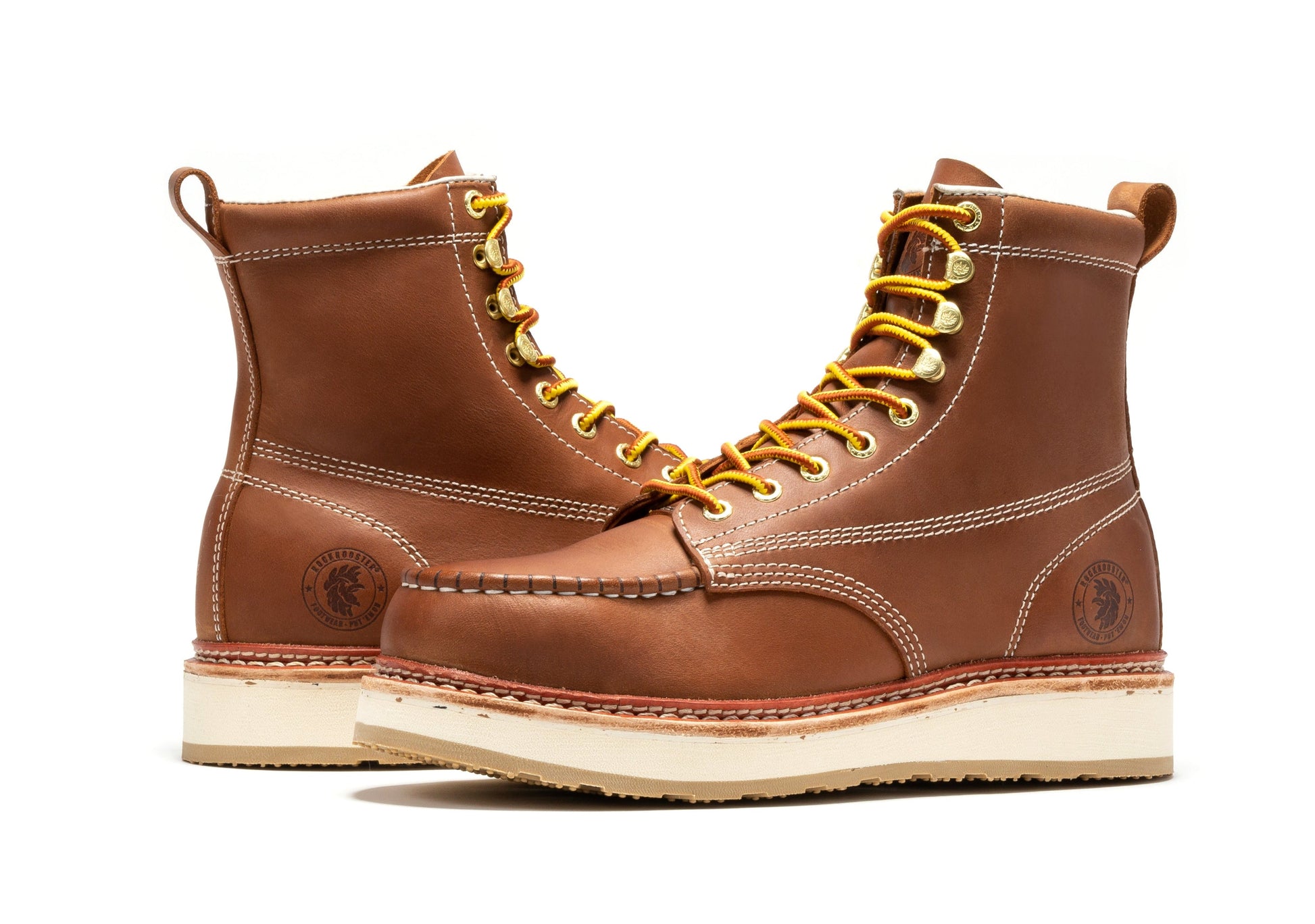 ROCKROOSTER Norwood Men's 6 inch Brown Steel Toe Wedge Work Boots SAP621 (10)