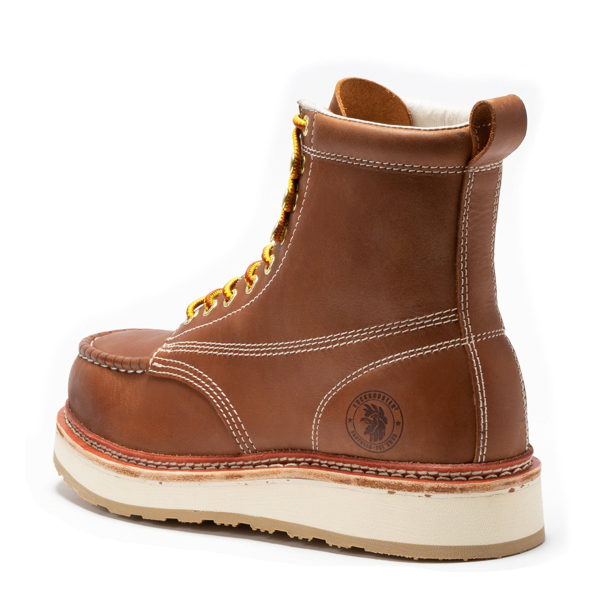 ROCKROOSTER Norwood Men's 6 inch Brown Steel Toe Wedge Work Boots SAP621 (2)