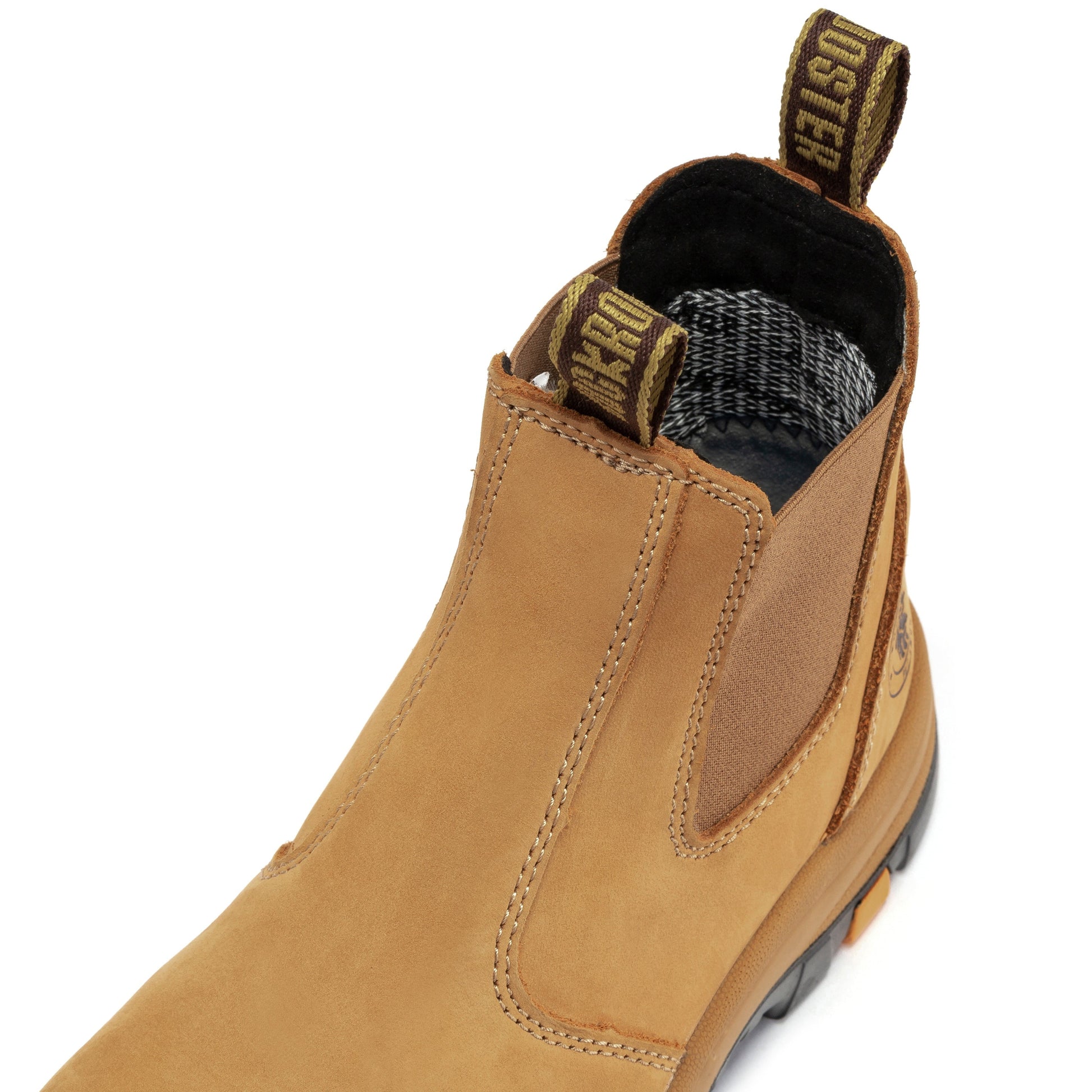 ROCKROOSTER Lumen Tan 6 inch Slip On Soft Toe Leather Work Boots AK222NT (5)