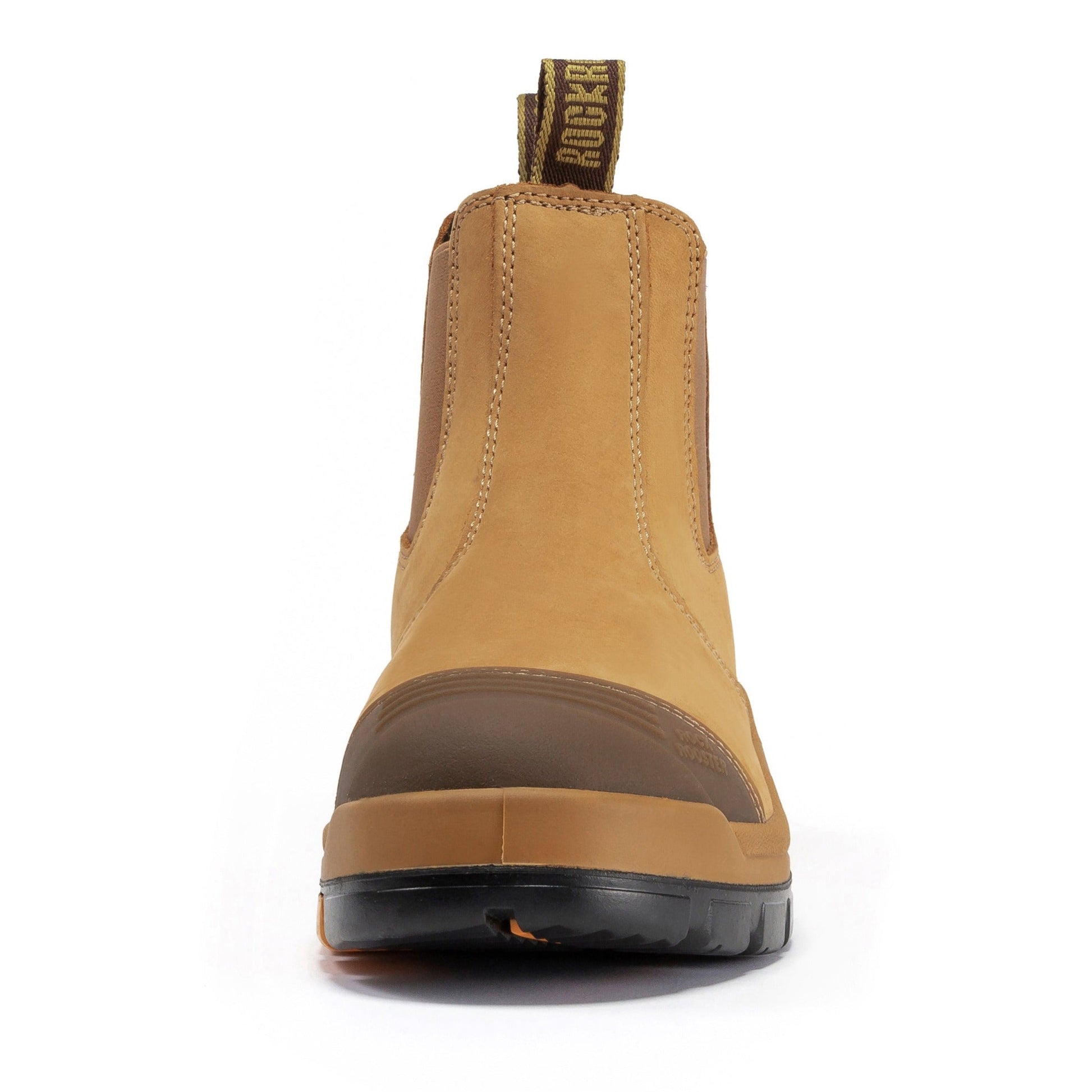 ROCKROOSTER Lumen Tan 6 inch Slip On Soft Toe Leather Work Boots AK222NT (6)