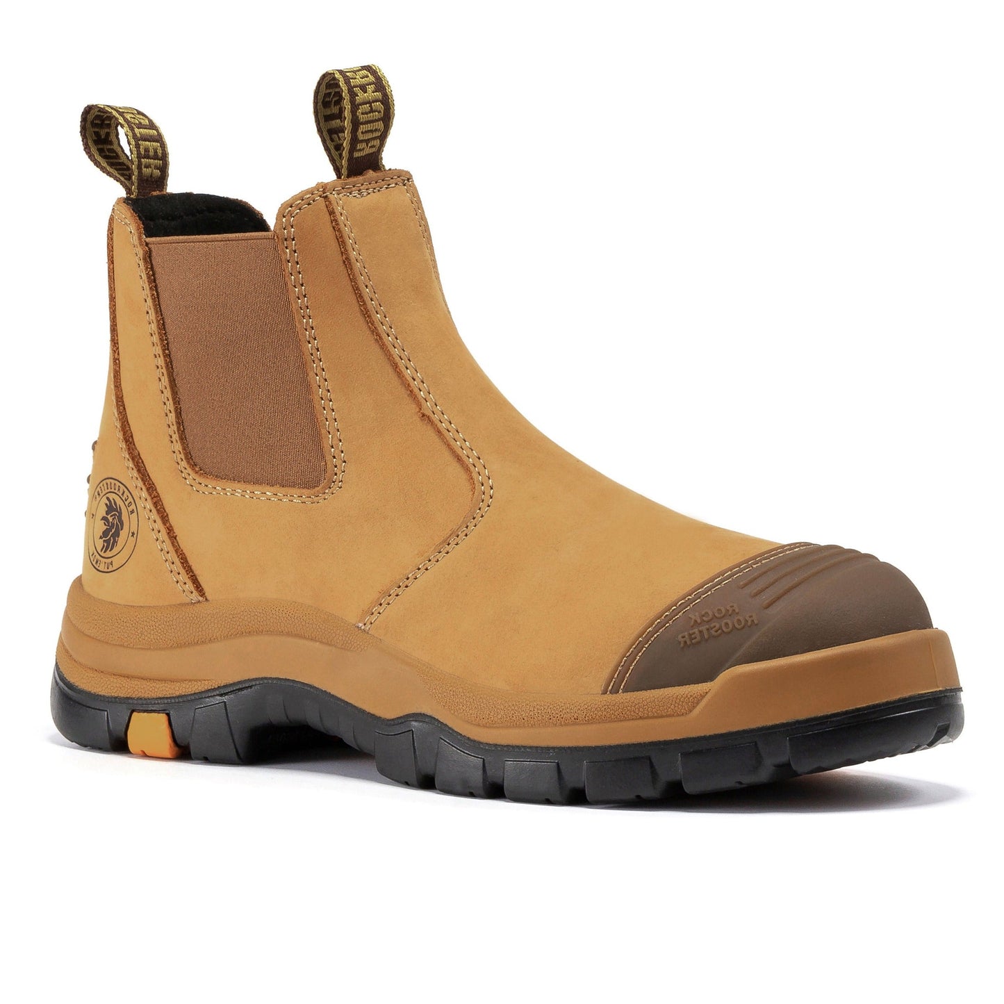 ROCKROOSTER Gammon Tan 6 inch Slip On Leather Work Boots AK222 (7)
