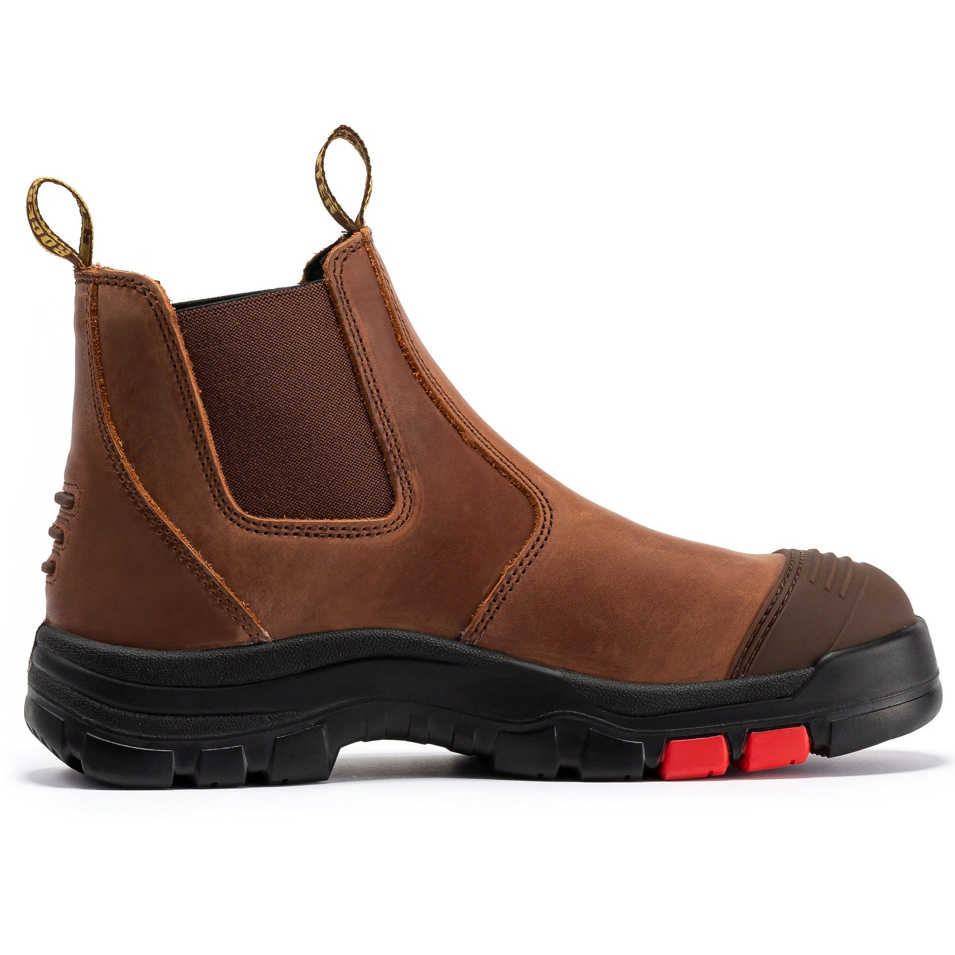 ROCKROOSTER Gammon Brown 6 inch Pull-on Steel Toe Leather Work Boots AK224ST (3)