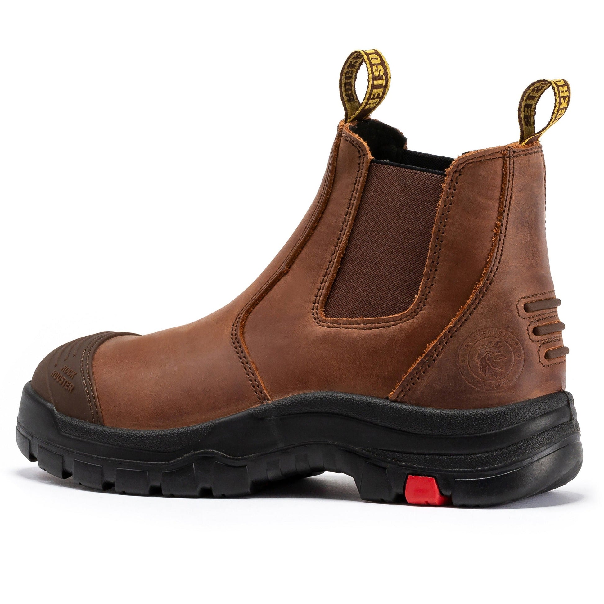 ROCKROOSTER Gammon Brown 6 inch Pull-on Steel Toe Leather Work Boots AK224ST (2)