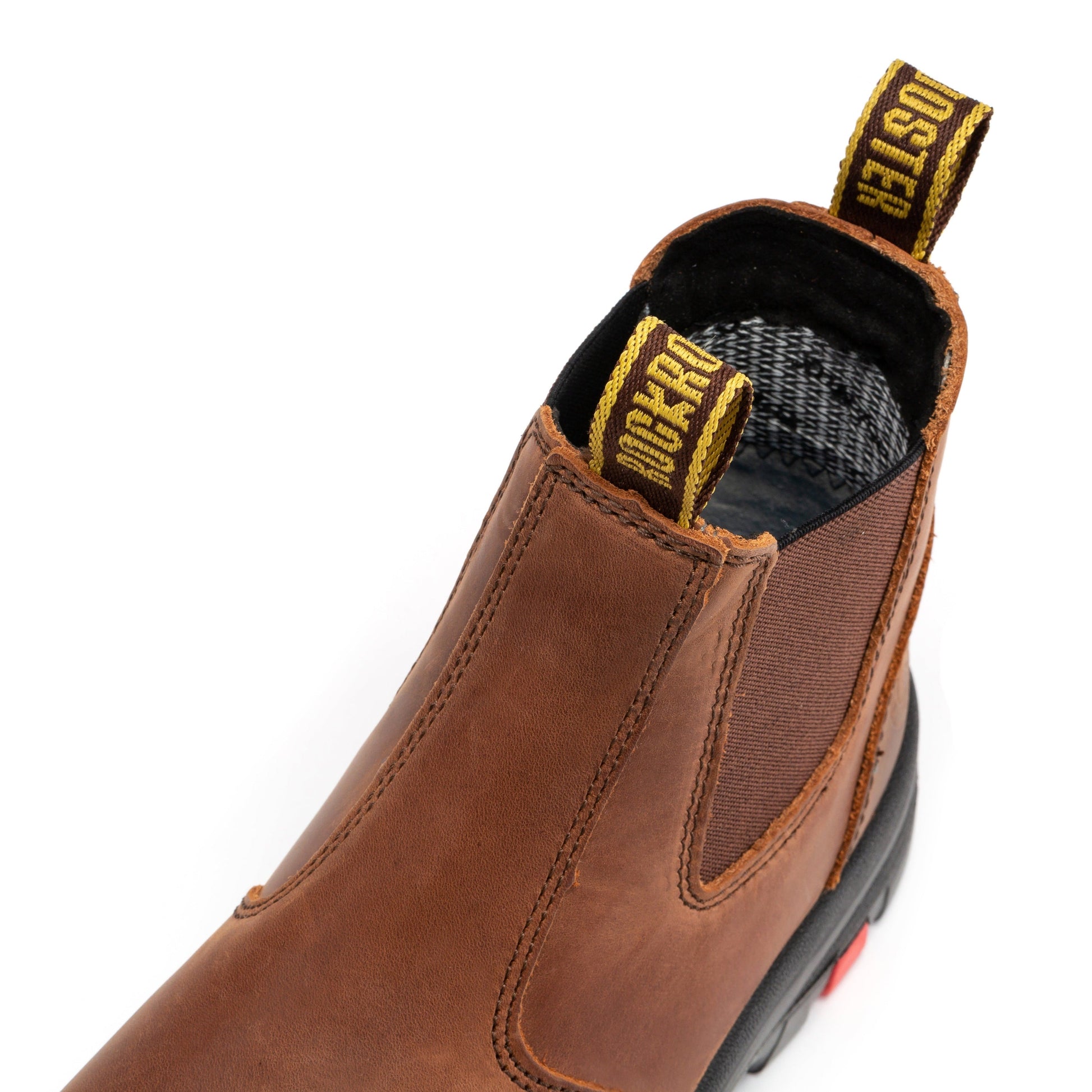 ROCKROOSTER Gammon Brown 6 inch Pull-on Steel Toe Leather Work Boots AK224ST (4)