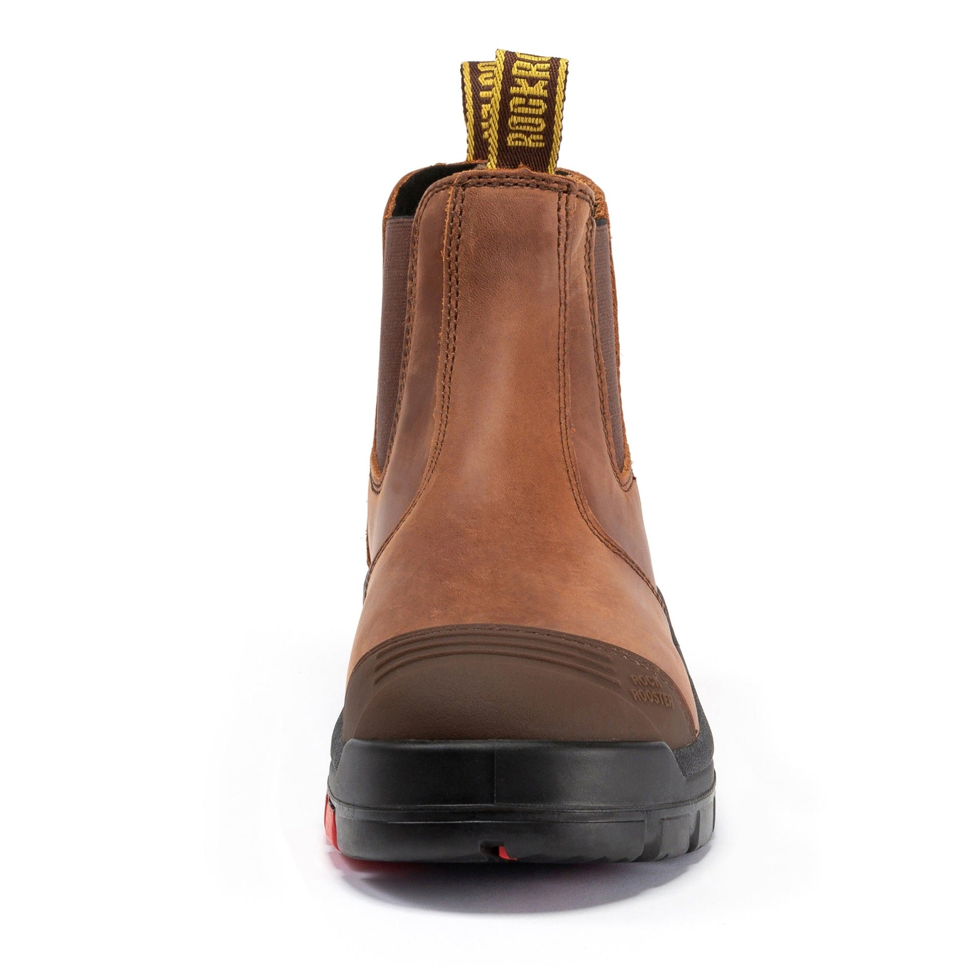 ROCKROOSTER Gammon Brown 6 inch Pull-on Steel Toe Leather Work Boots AK224ST (5)