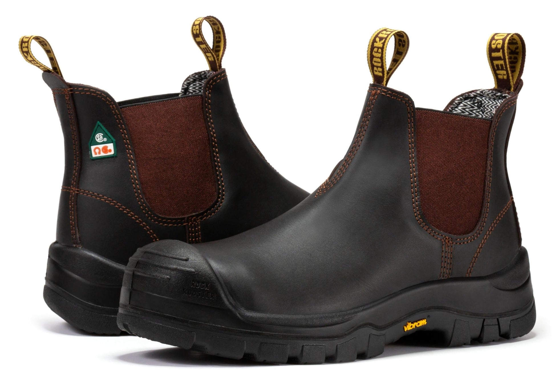 ROCKROOSTER Beaufort Men's Dark Brown 6 inch Composite Toe Pull-on Leather Work Boots VAK631 (8)