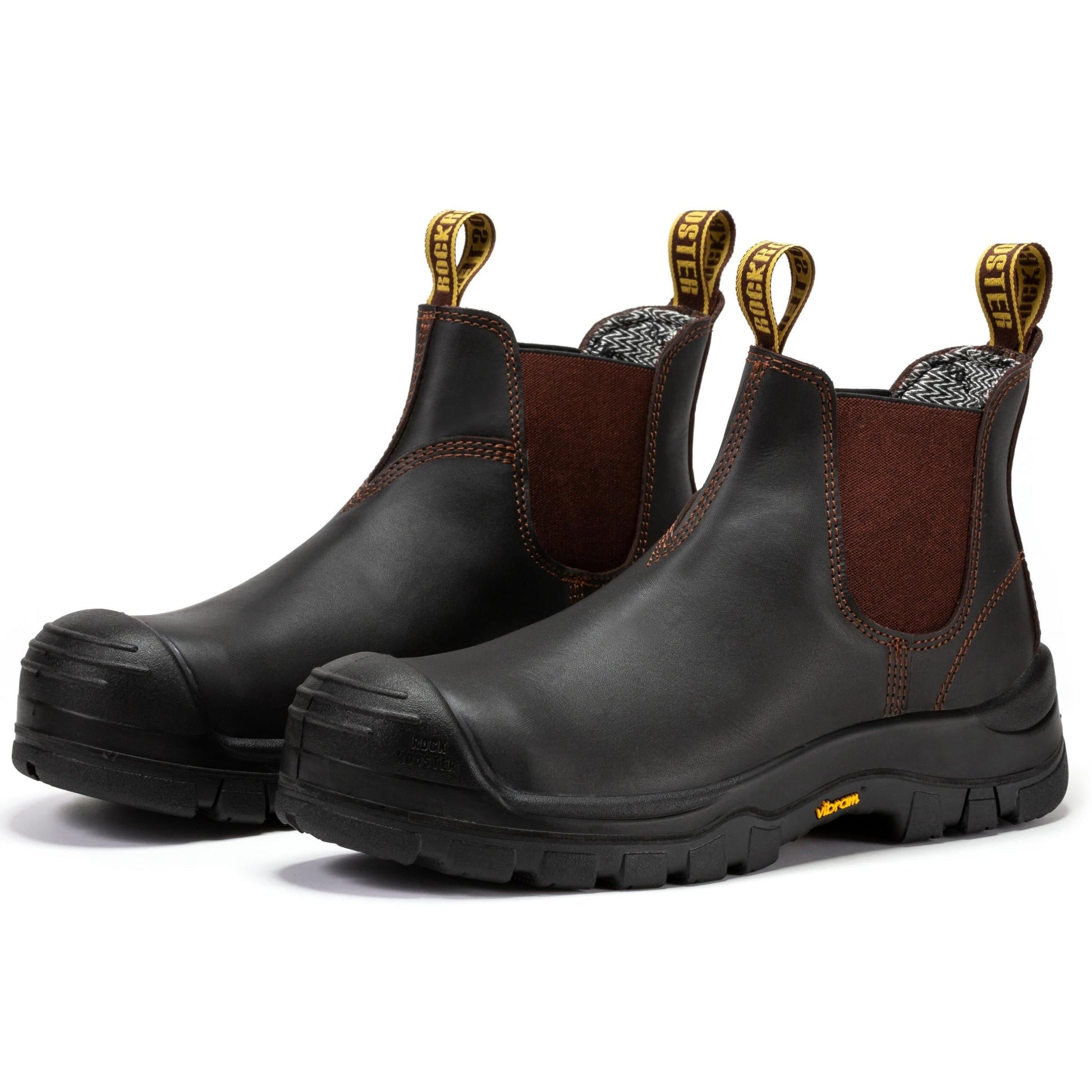 ROCKROOSTER Beaufort Men's Dark Brown 6 inch Composite Toe Pull-on Leather Work Boots VAK631 (9)