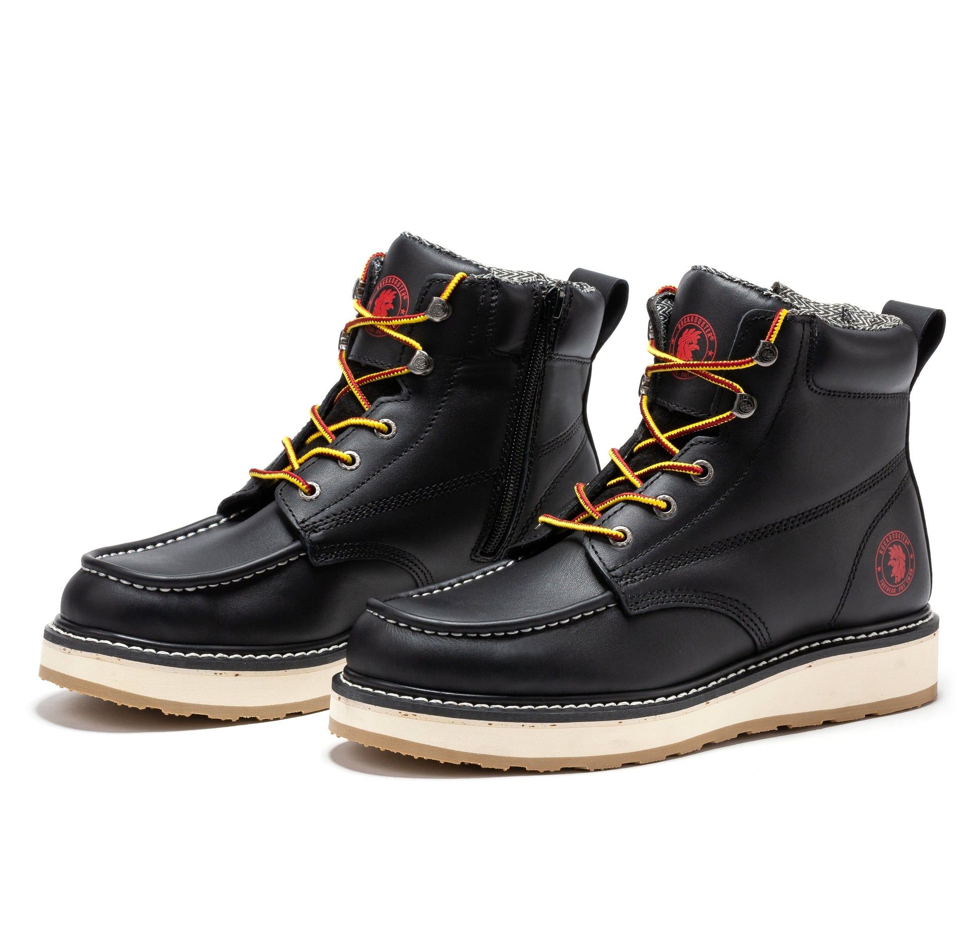 ROCKROOSTER Magnolia Men's 6 inch Black Soft Toe Zip Sided Wedge Work Boots SAP310 (10)