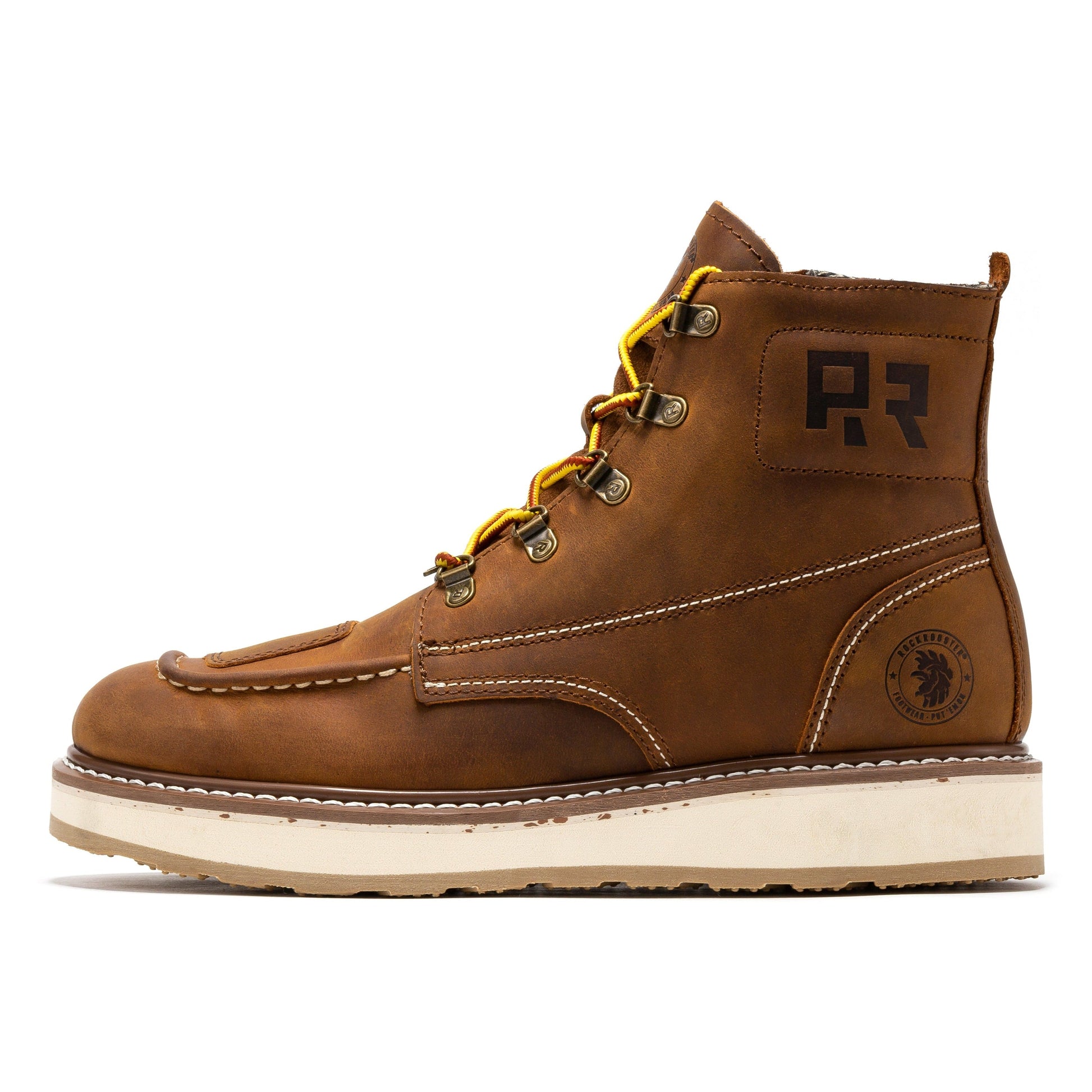 ROCKROOSTER Magnolia Men's 6 inch Brown Zip Sided Soft Toe Wedge Work Boots SAP309 (4)