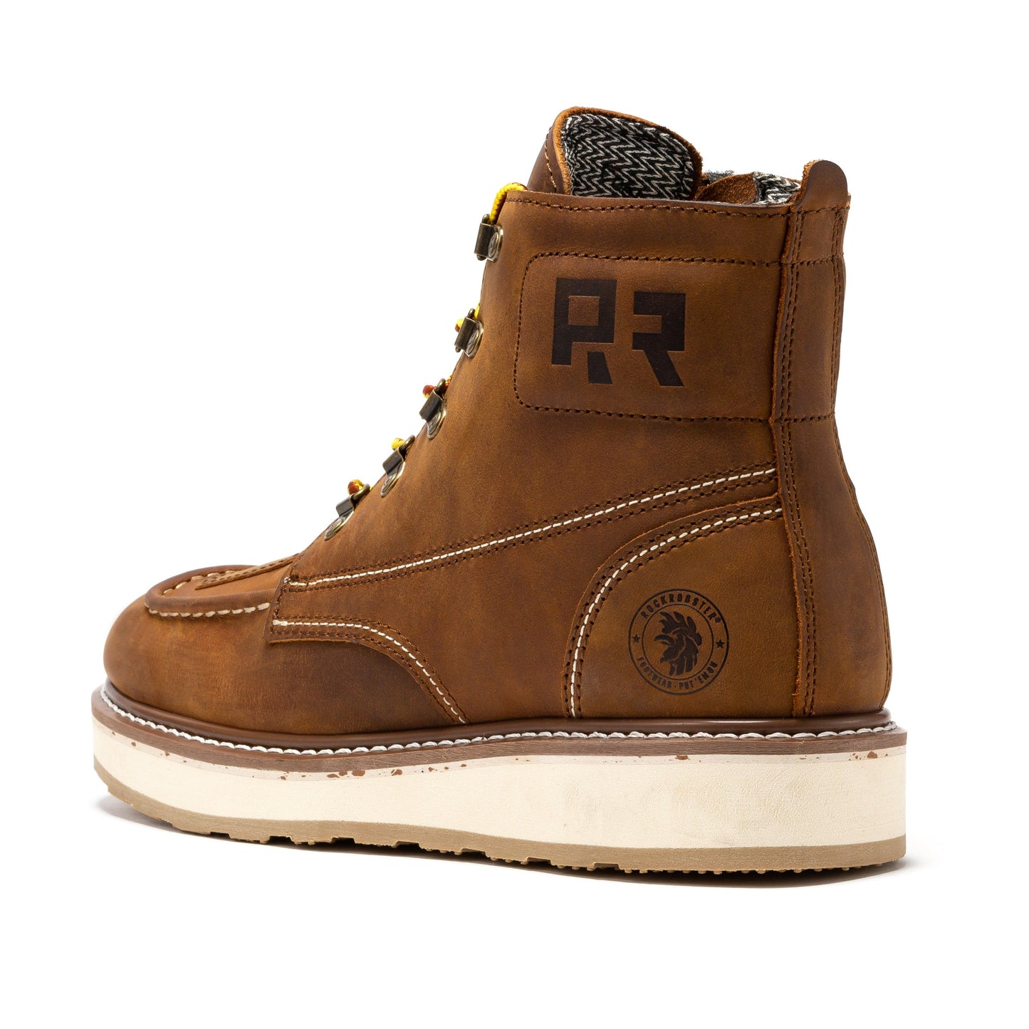 ROCKROOSTER Magnolia Men's 6 inch Brown Zip Sided Soft Toe Wedge Work Boots SAP309 (2)