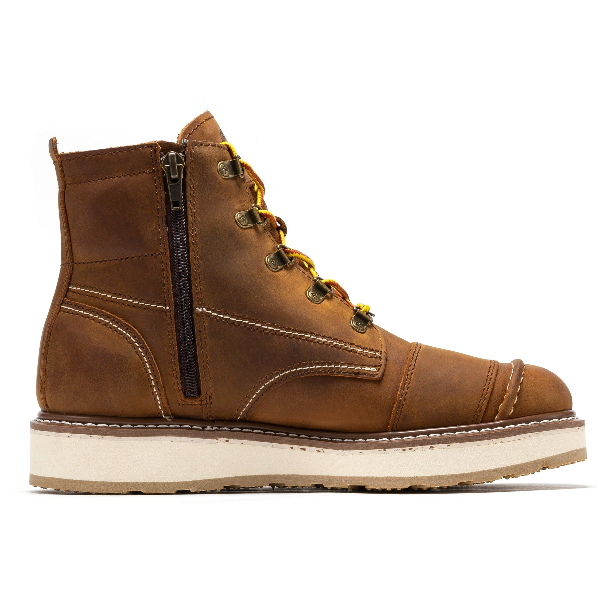 ROCKROOSTER Magnolia Men's 6 inch Brown Zip Sided Soft Toe Wedge Work Boots SAP309 (3)