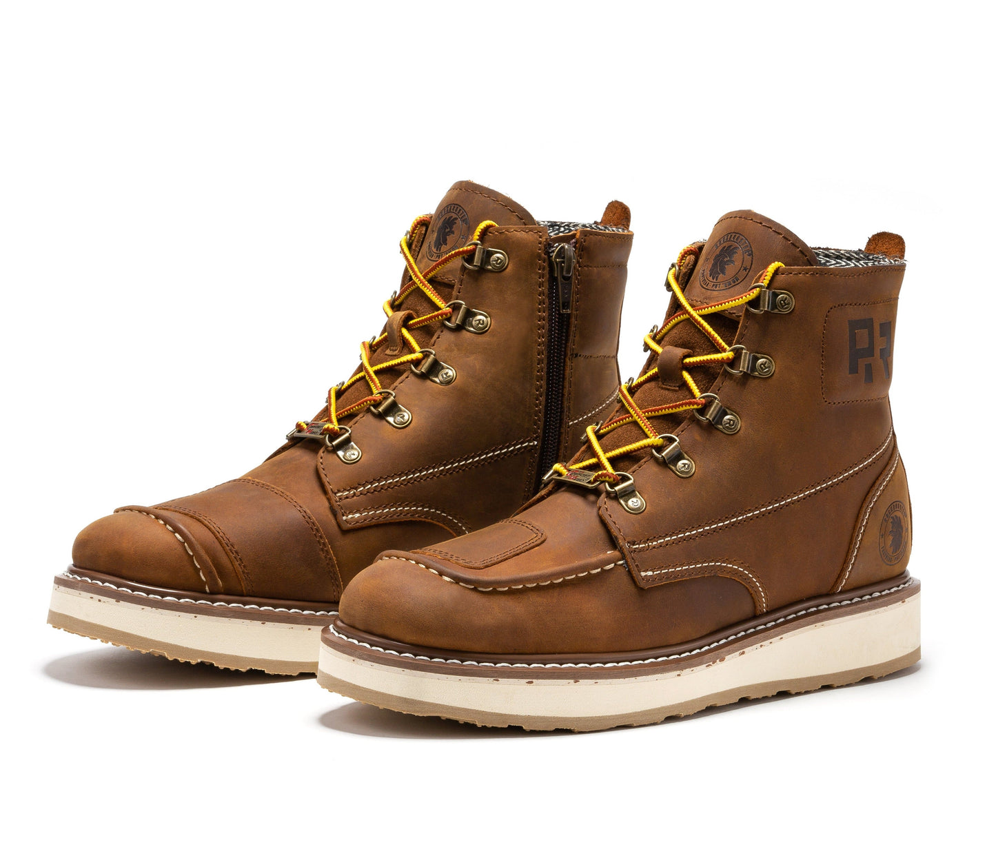 ROCKROOSTER Magnolia Men's 6 inch Brown Zip Sided Soft Toe Wedge Work Boots SAP309 (9)
