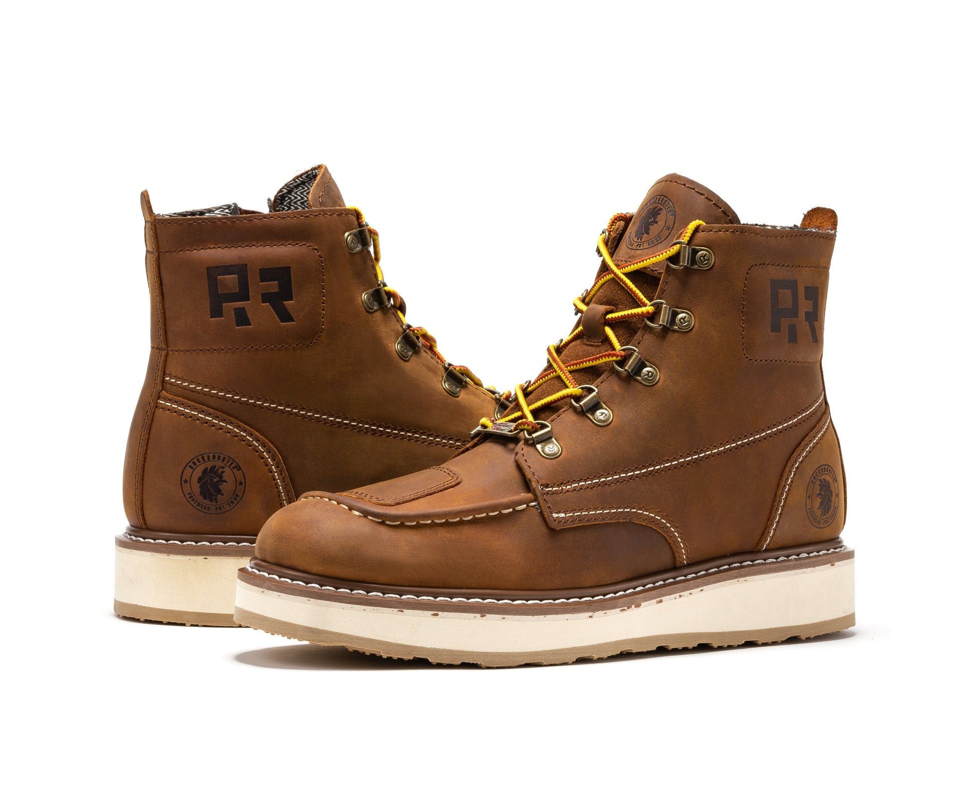 ROCKROOSTER Magnolia Men's 6 inch Brown Zip Sided Soft Toe Wedge Work Boots SAP309 (10)